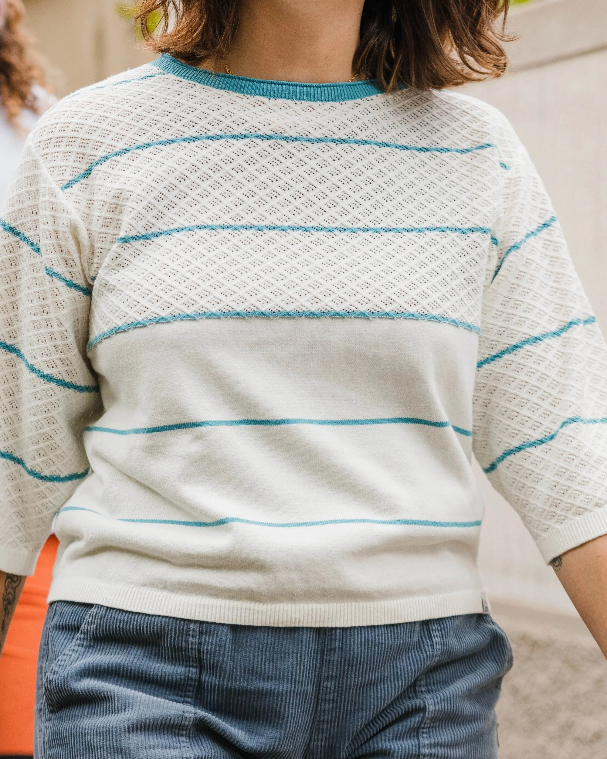 Migrate Organic Knitted Jumper - Blue Pool Stripe - Image 10