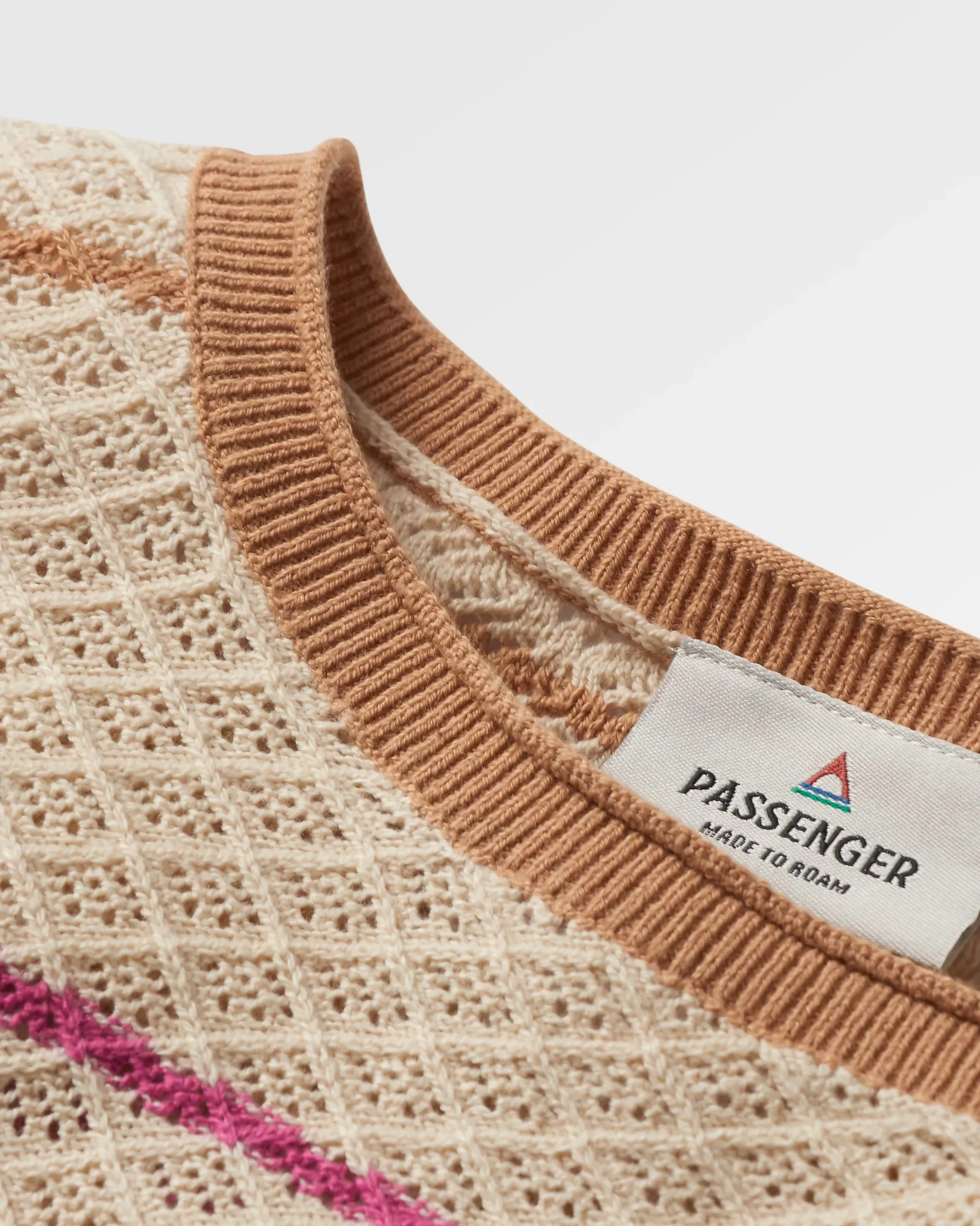 Migrate Organic Knitted Jumper - Oat Multi Stripe - Image 2