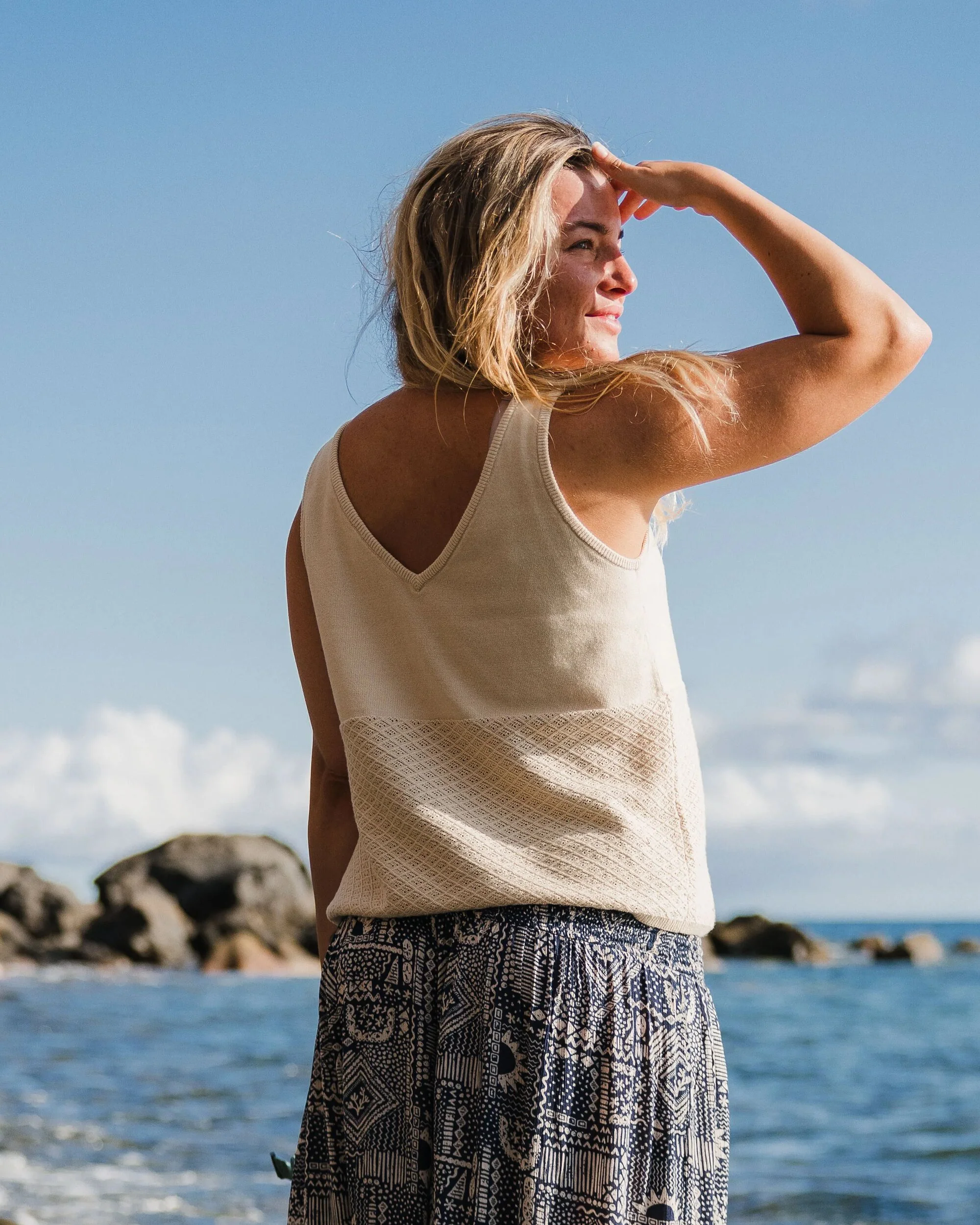 Migrate Organic Knitted Vest - Oat - Image 3