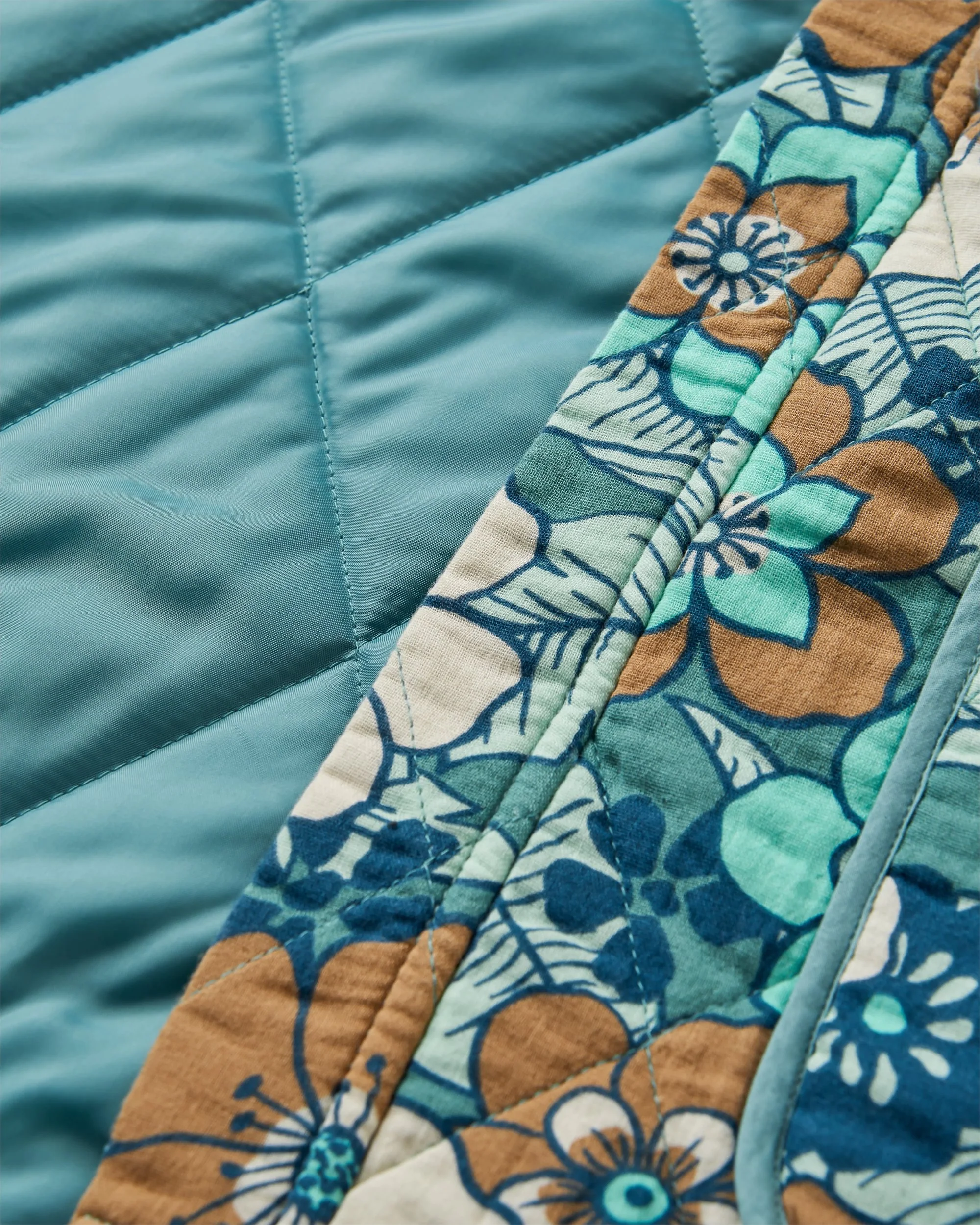 Mira Organic Cotton Quilted Overshirt - Vintage Floral Aqua - Image 6