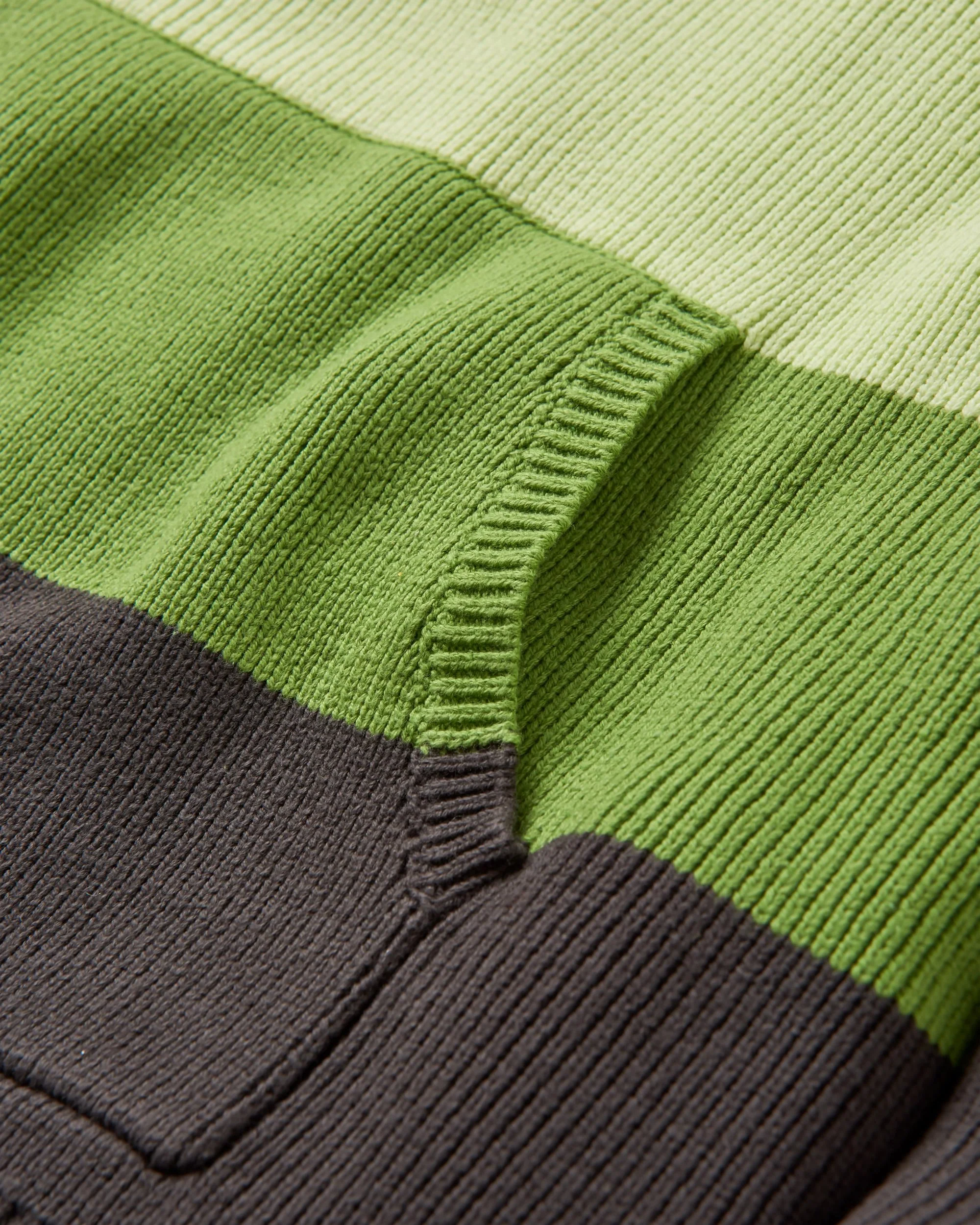 Moments Oversized Organic Knitted Hoodie - Mustard Yellow Multi Stripe - Image 2