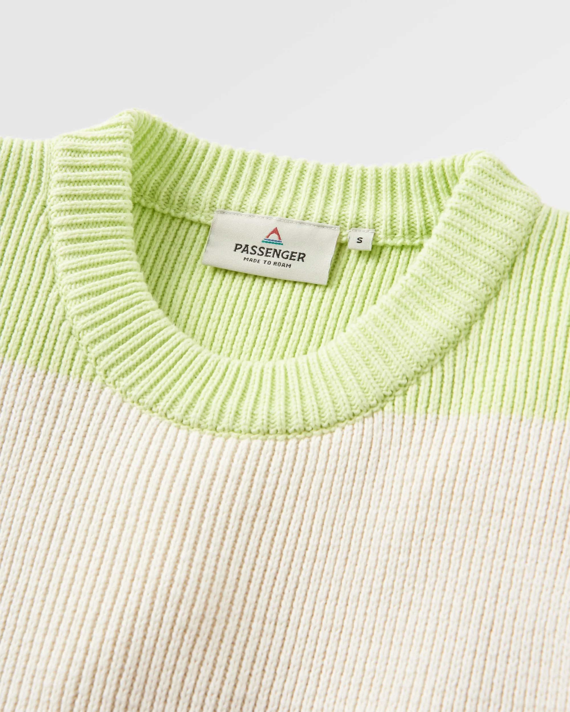 Moments Oversized Organic Knitted Jumper - Lime Multi Stripe - Image 5