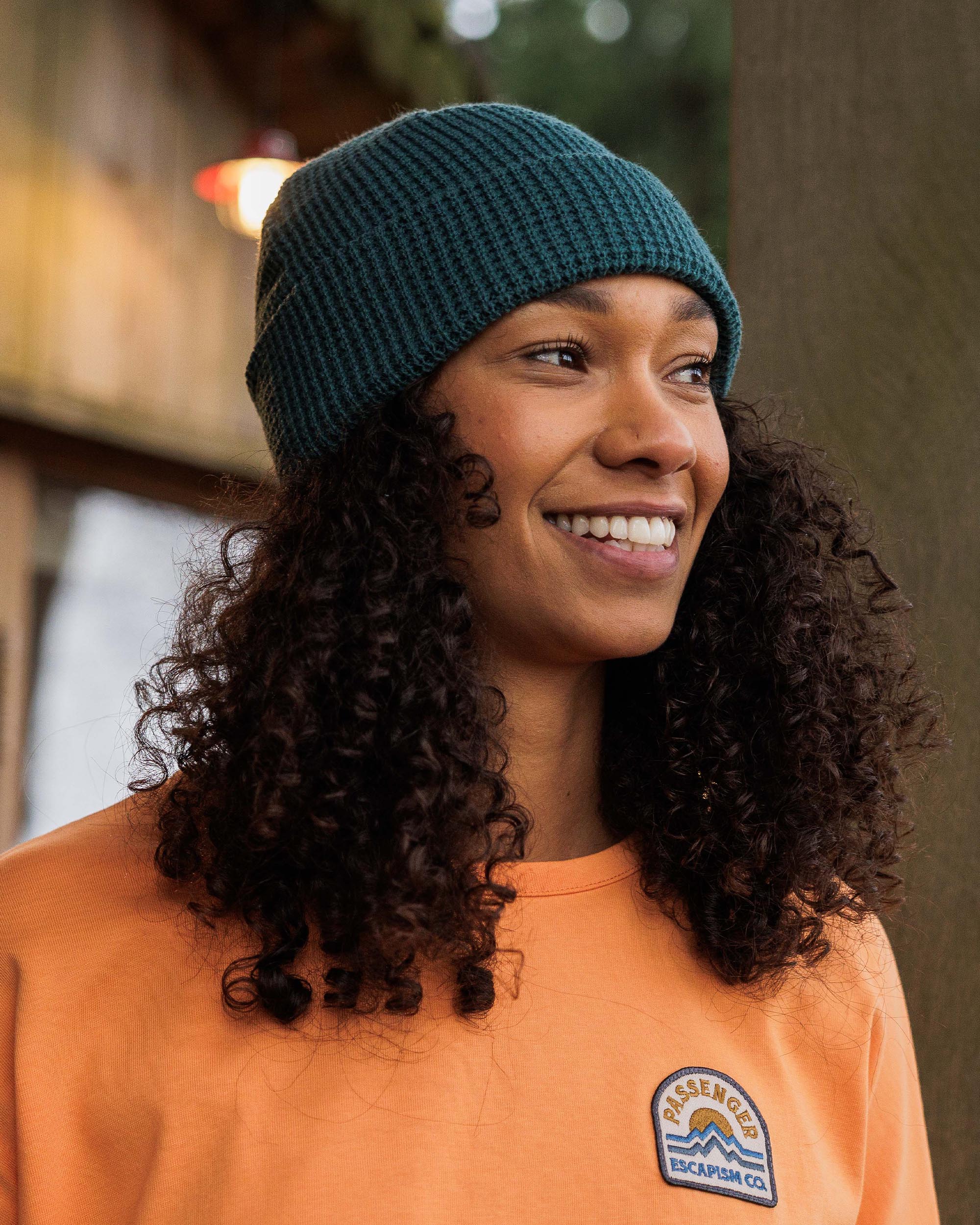 Moss Double Layer Waffle Beanie - Mediterranean - Image 3