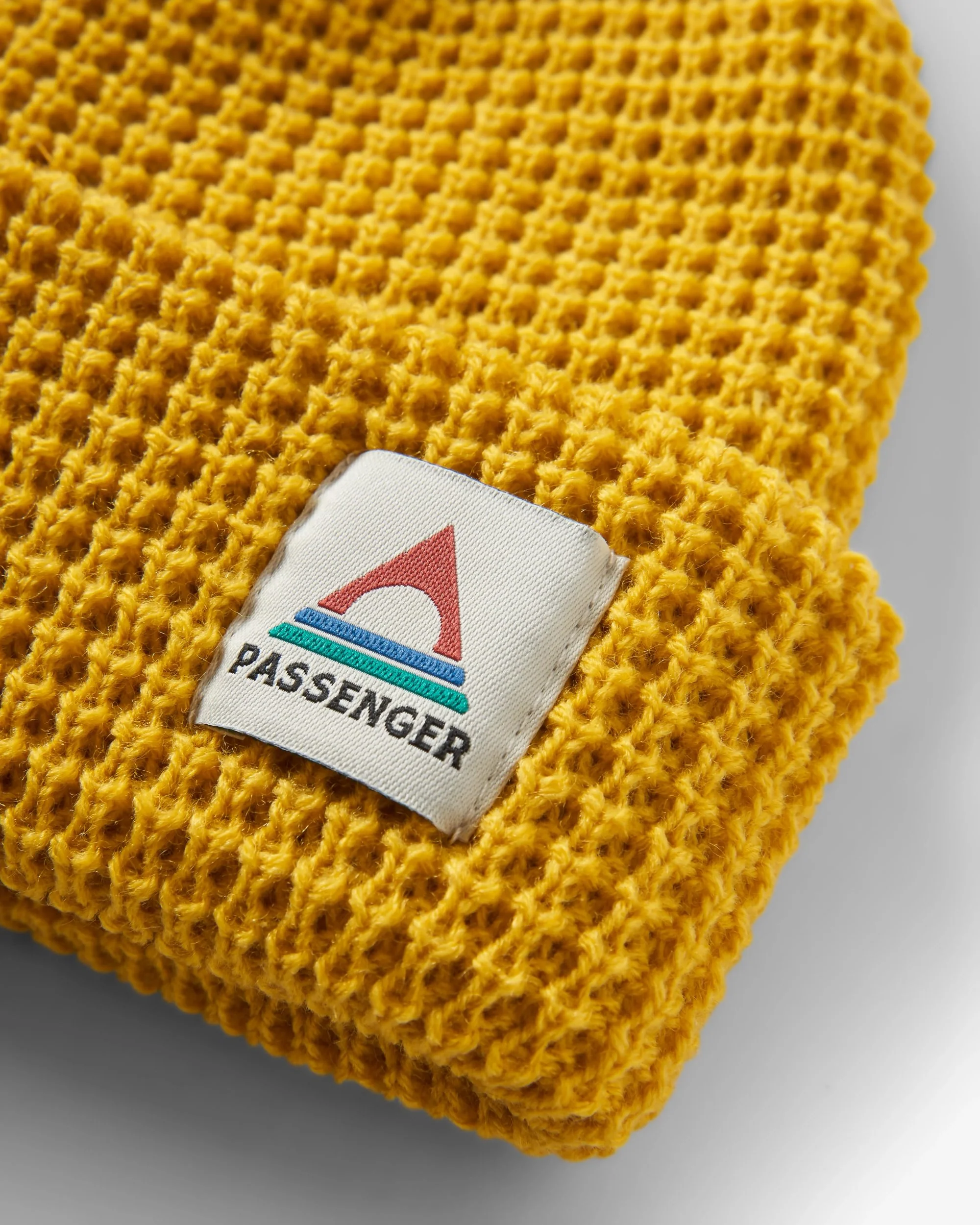 Moss Double Layer Waffle Beanie - Mustard Yellow - Image 2