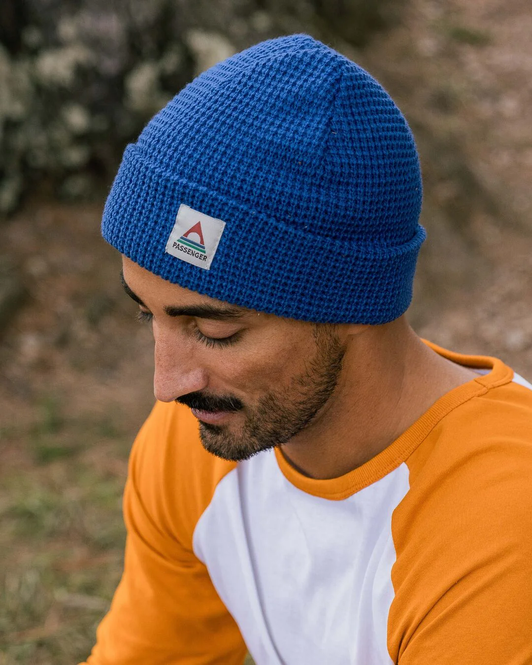 Moss Double Layer Waffle Beanie - True Blue - Image 2