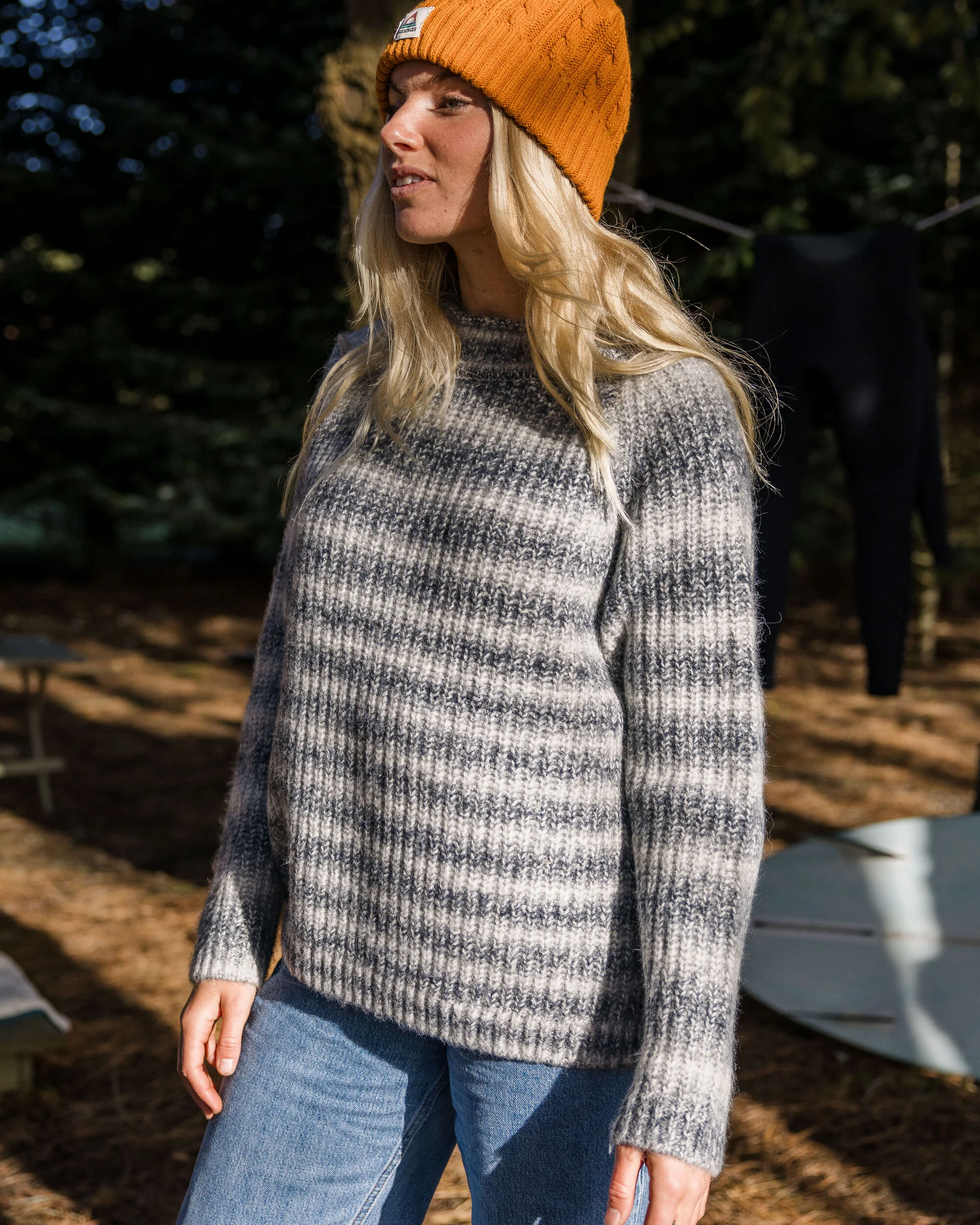 Mountainside Mock Neck Knitted Jumper - Multi Grey - Image 3