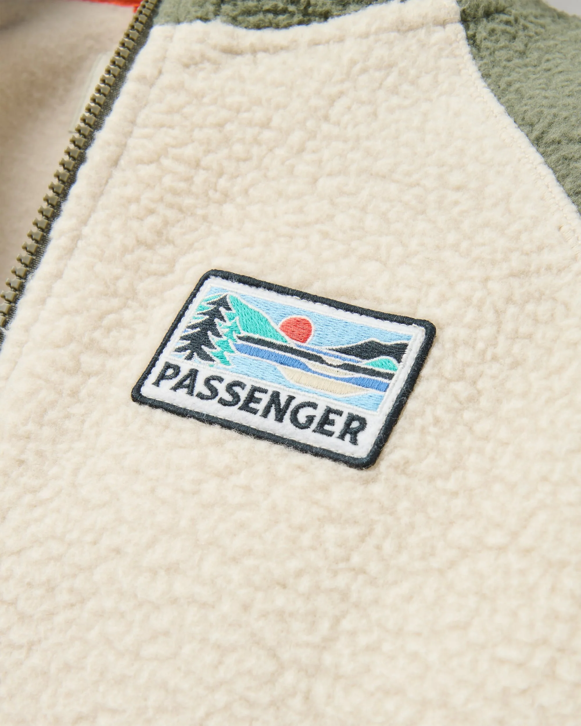 North Coast Full Zip Sherpa Fleece - Dusty Olive/Oatmeal - Image 2