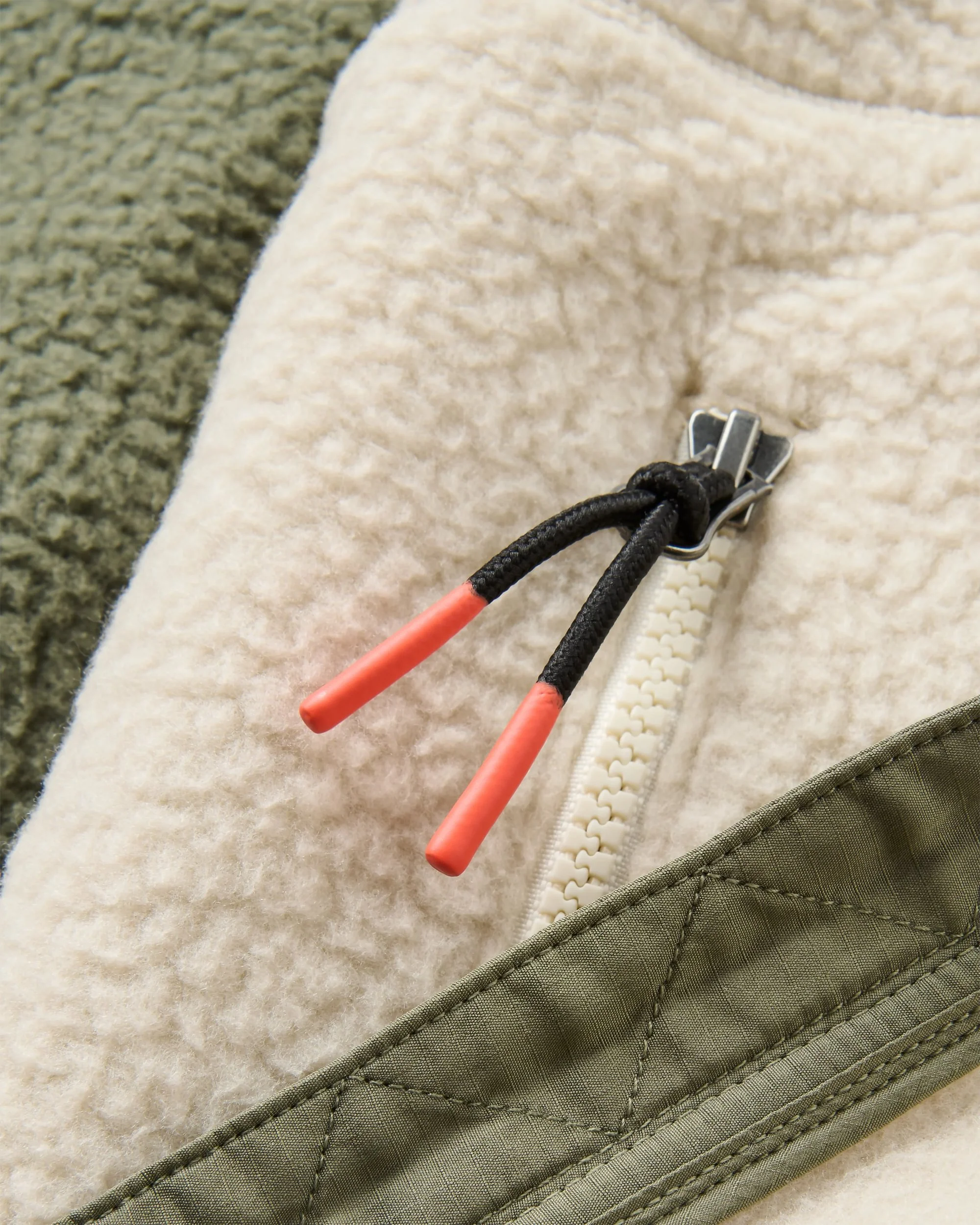 North Coast Full Zip Sherpa Fleece - Dusty Olive/Oatmeal - Image 3