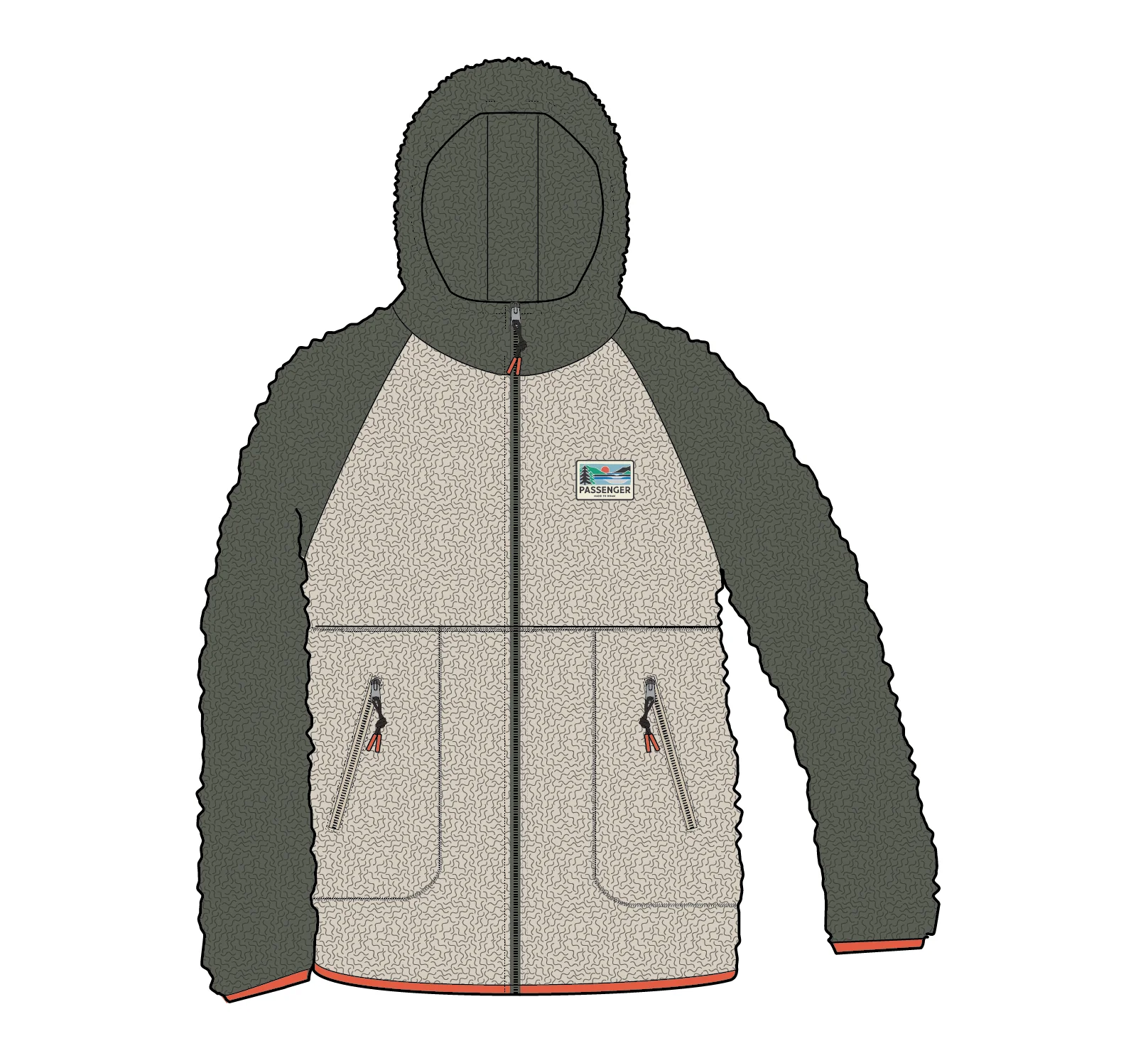 North Coast Full Zip Sherpa Fleece - Dusty Olive/Oatmeal - Image 8
