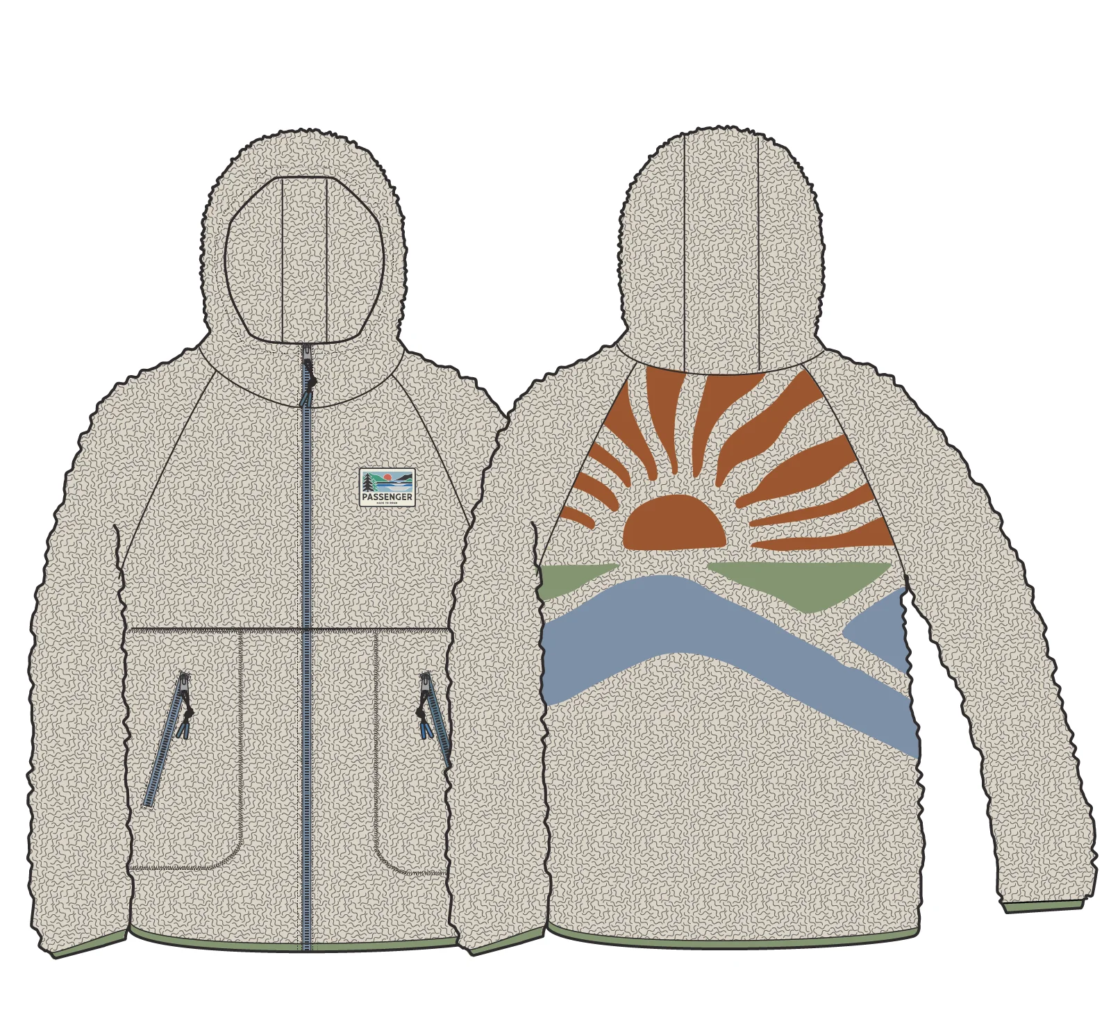 North Coast Vista Full Zip Sherpa Fleece - Oatmeal - Image 12