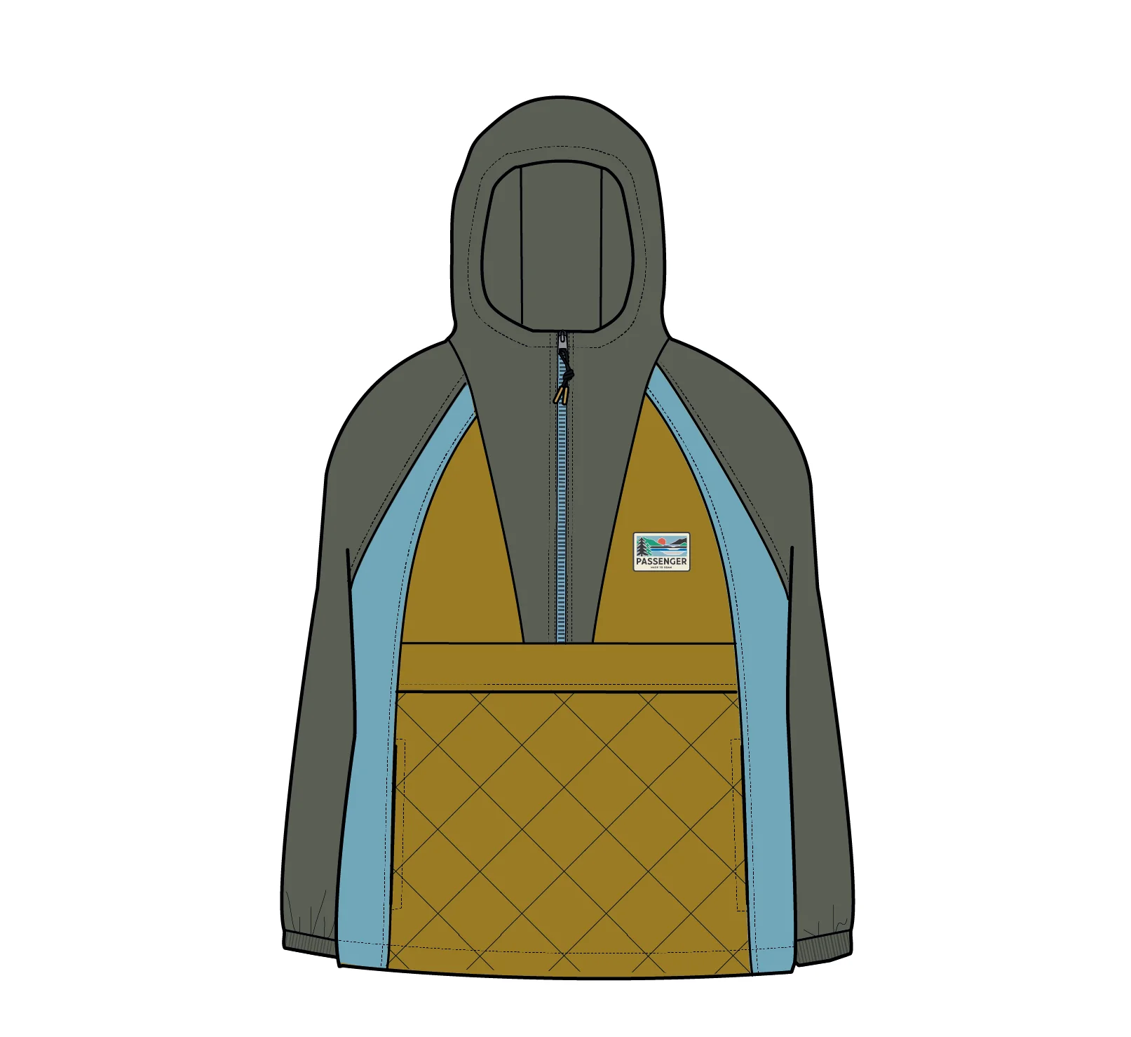 Ocean Insulated Anorak - Dusty Olive/Heritage Yellow - Image 9
