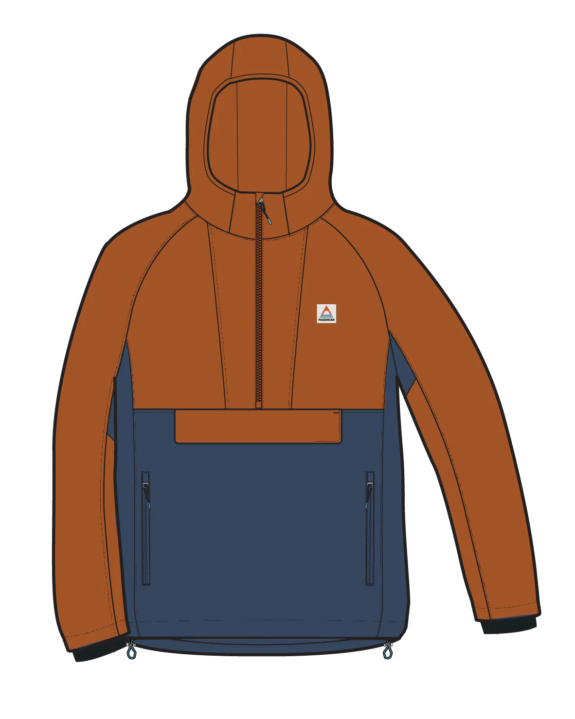 Ocean Light Softshell Anorak - Dark Denim/Sunset Orange - Image 9