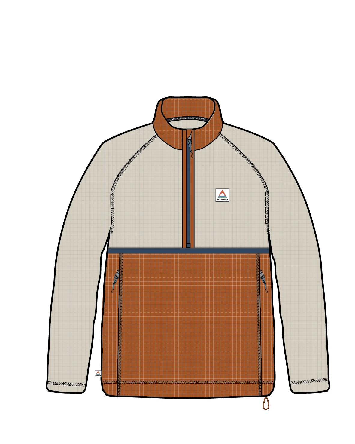 Off Trail Grid Polar Fleece - Birch/Sunset Orange - Image 10