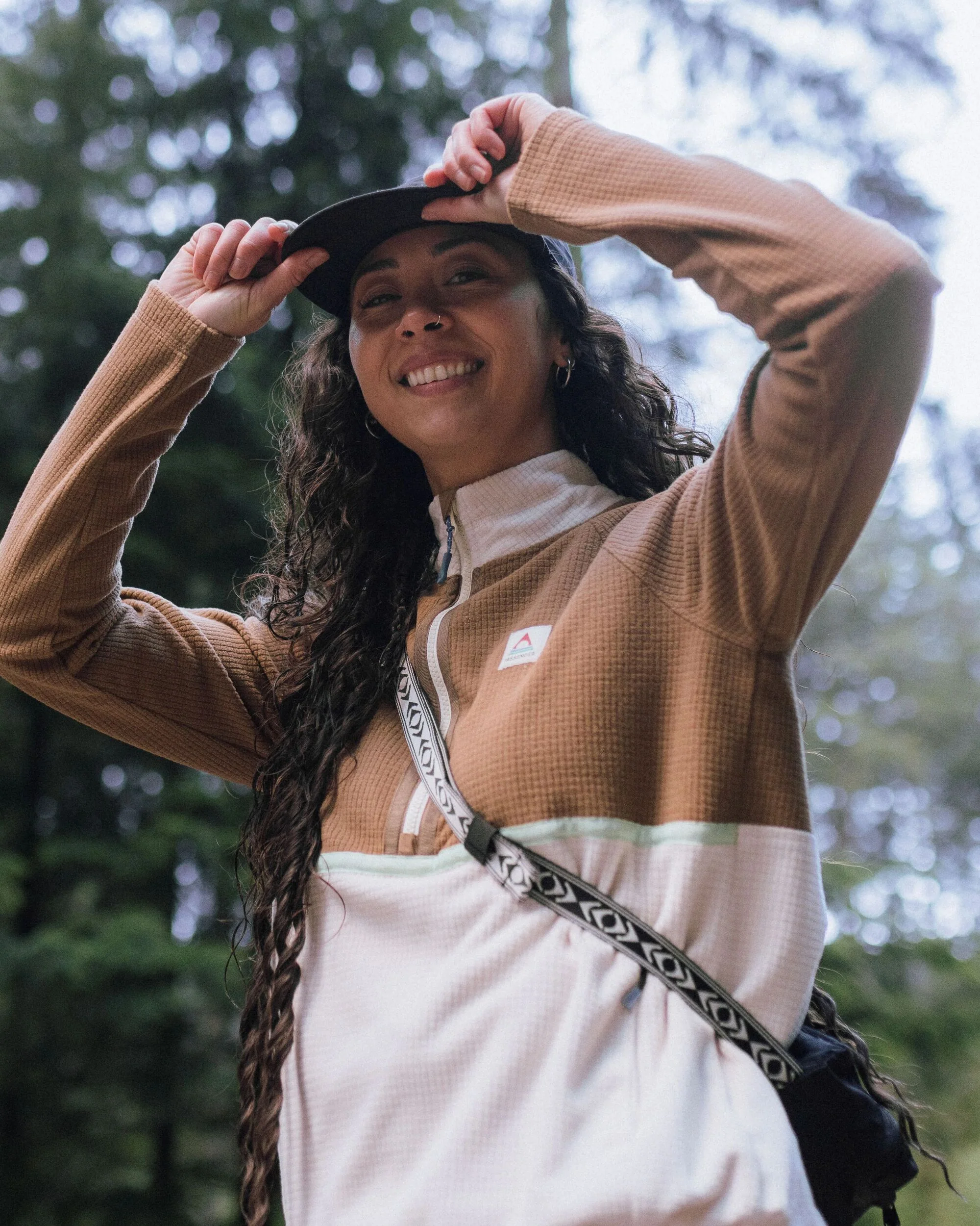 Off Trail Grid Polar Fleece - Caramel/Birch - Image 3