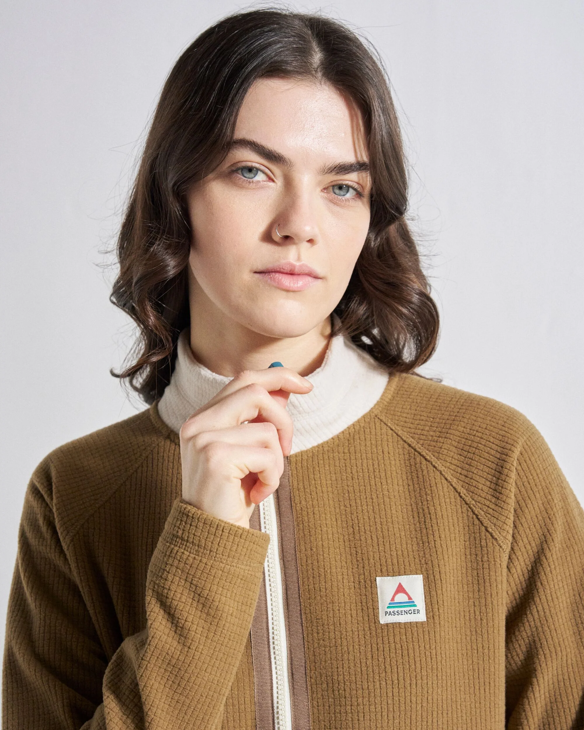 Off Trail Grid Polar Fleece - Caramel/Birch - Image 7