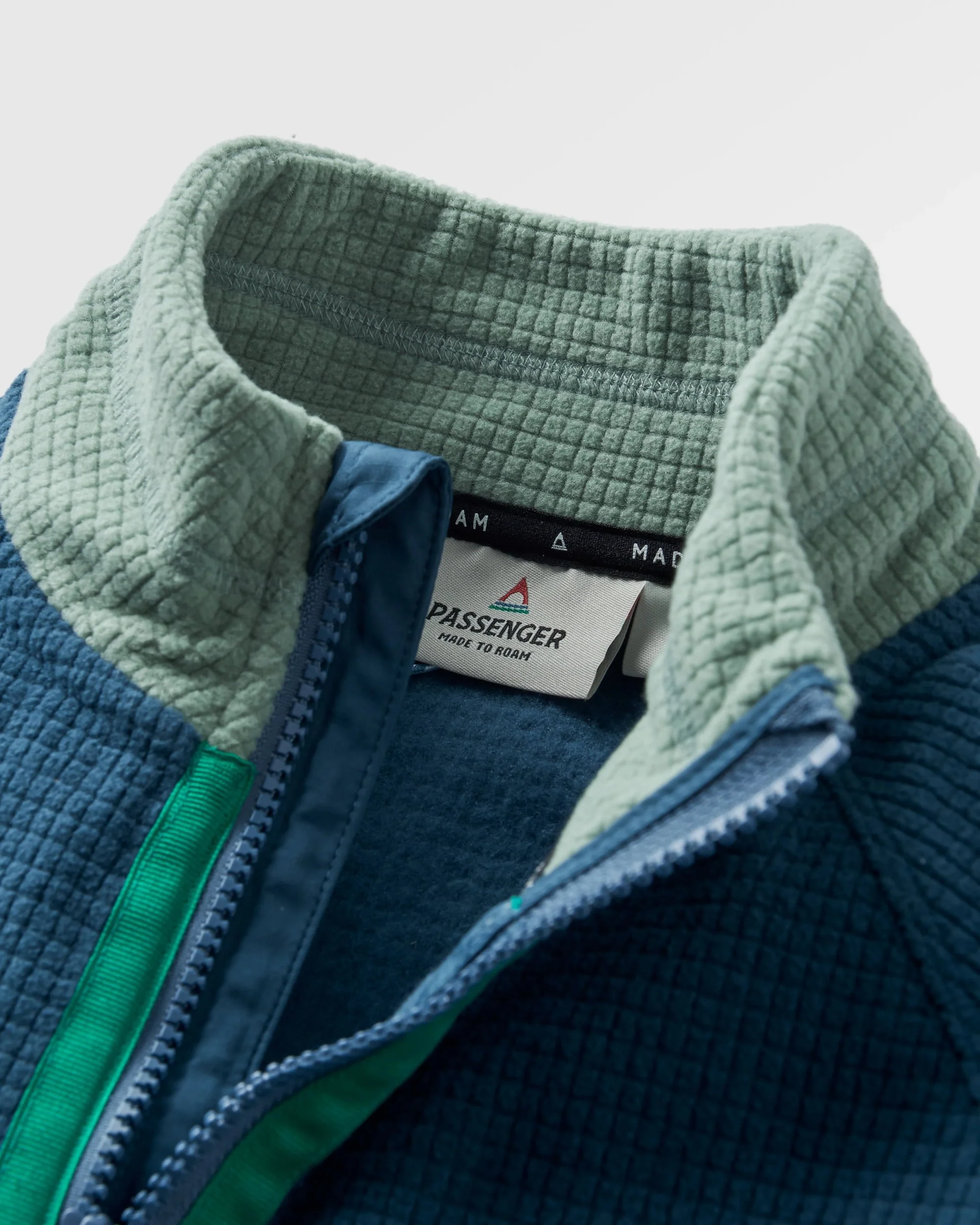 Off Trail Grid Polar Fleece - Pistachio/Dark Denim - Image 7