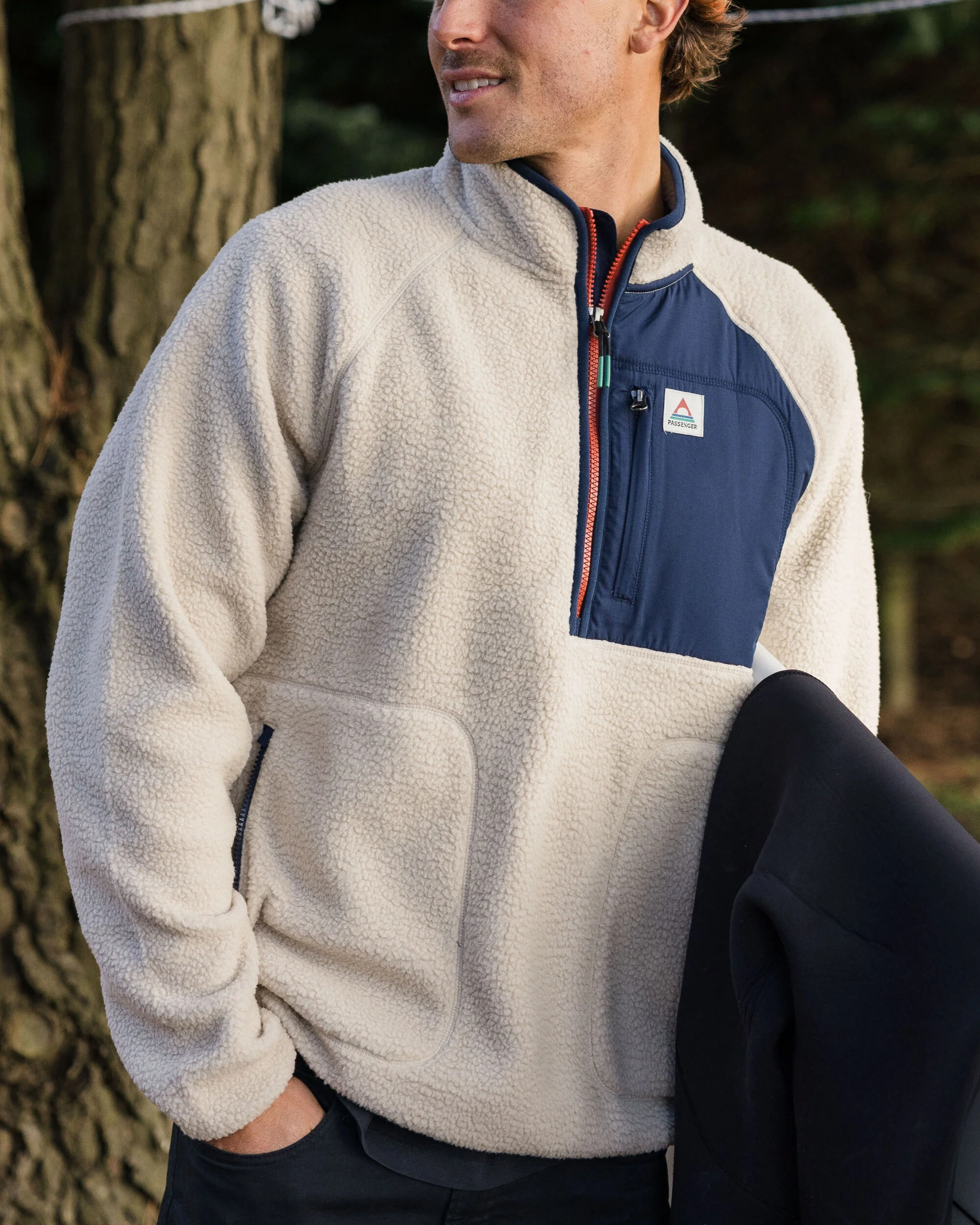 Offgrid 1/2 Zip Sherpa Fleece - Oatmeal/Navy