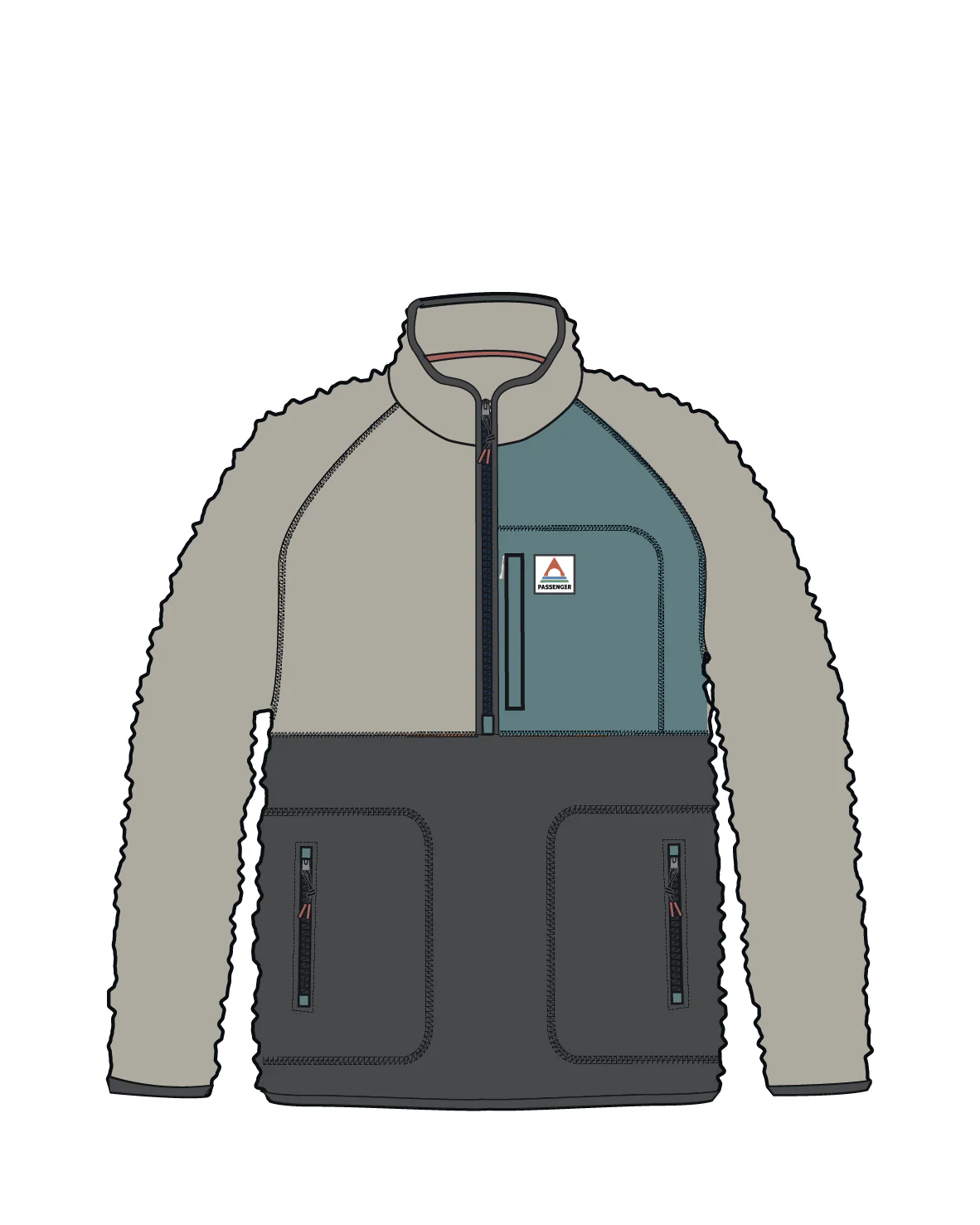 Offgrid 1/2 Zip Sherpa Fleece - Oatmeal/Charcoal - Image 12