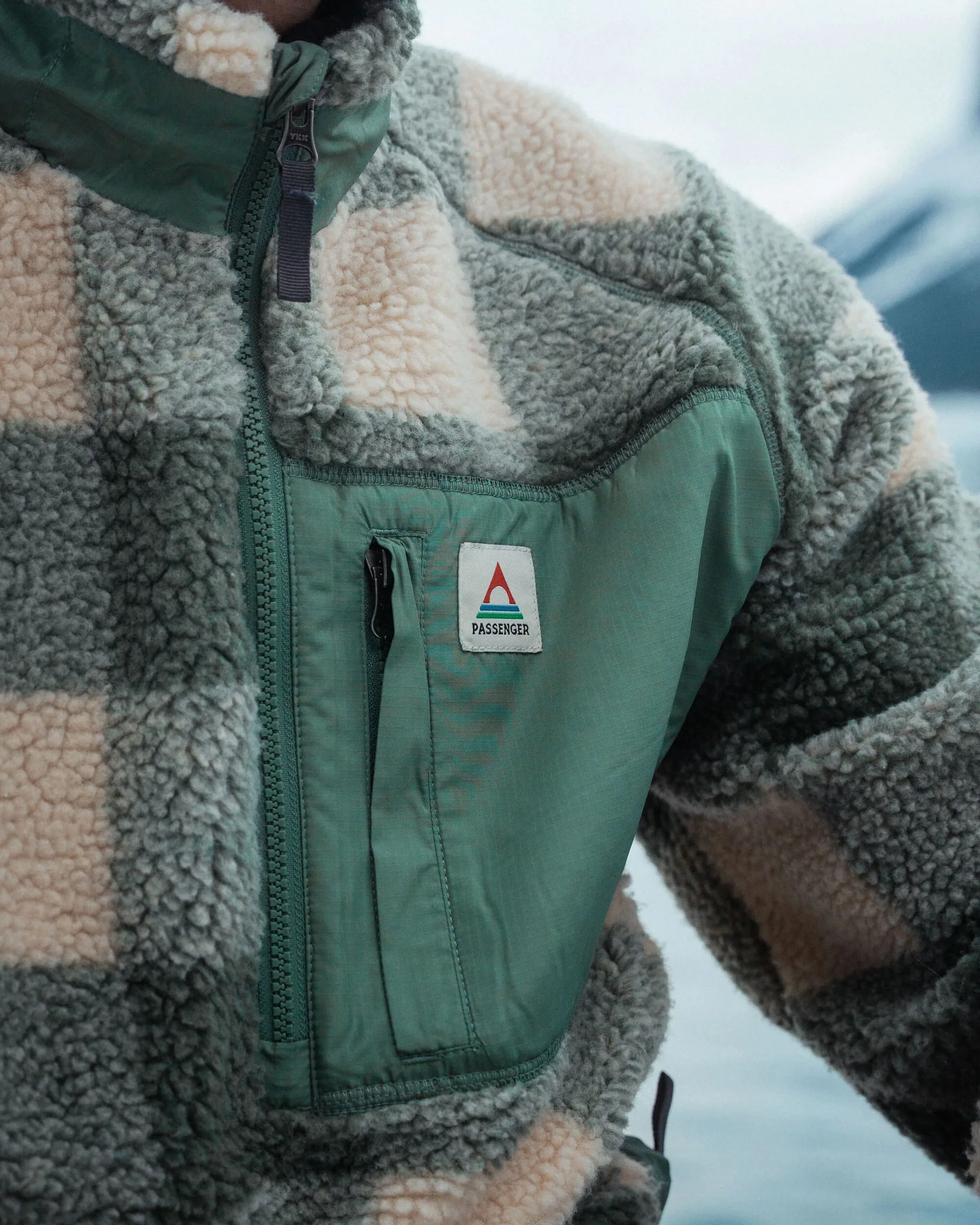 Offroad Sherpa 1/2 Zip Fleece - Dark Forest Check - Image 3