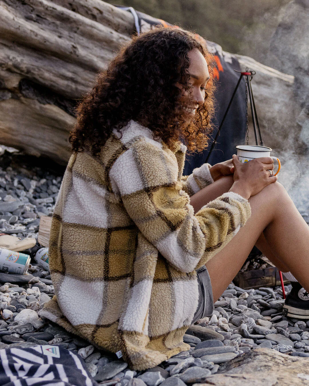 Olympus Yarn Dye Sherpa Fleece Shirt - Honey Check - Image 8