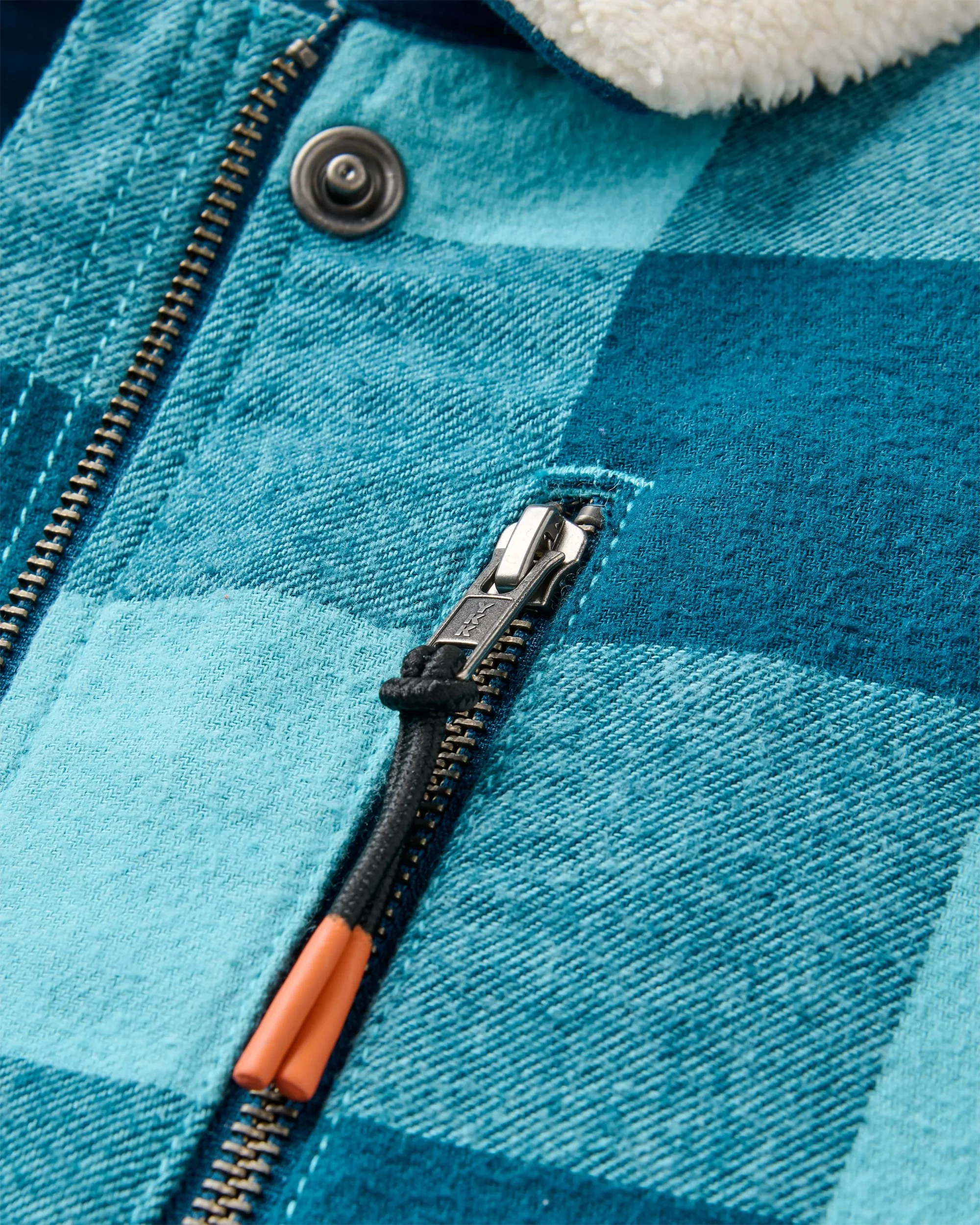 On The Go Insulated Bomber Jacket - Retro Blue Check - Image 3