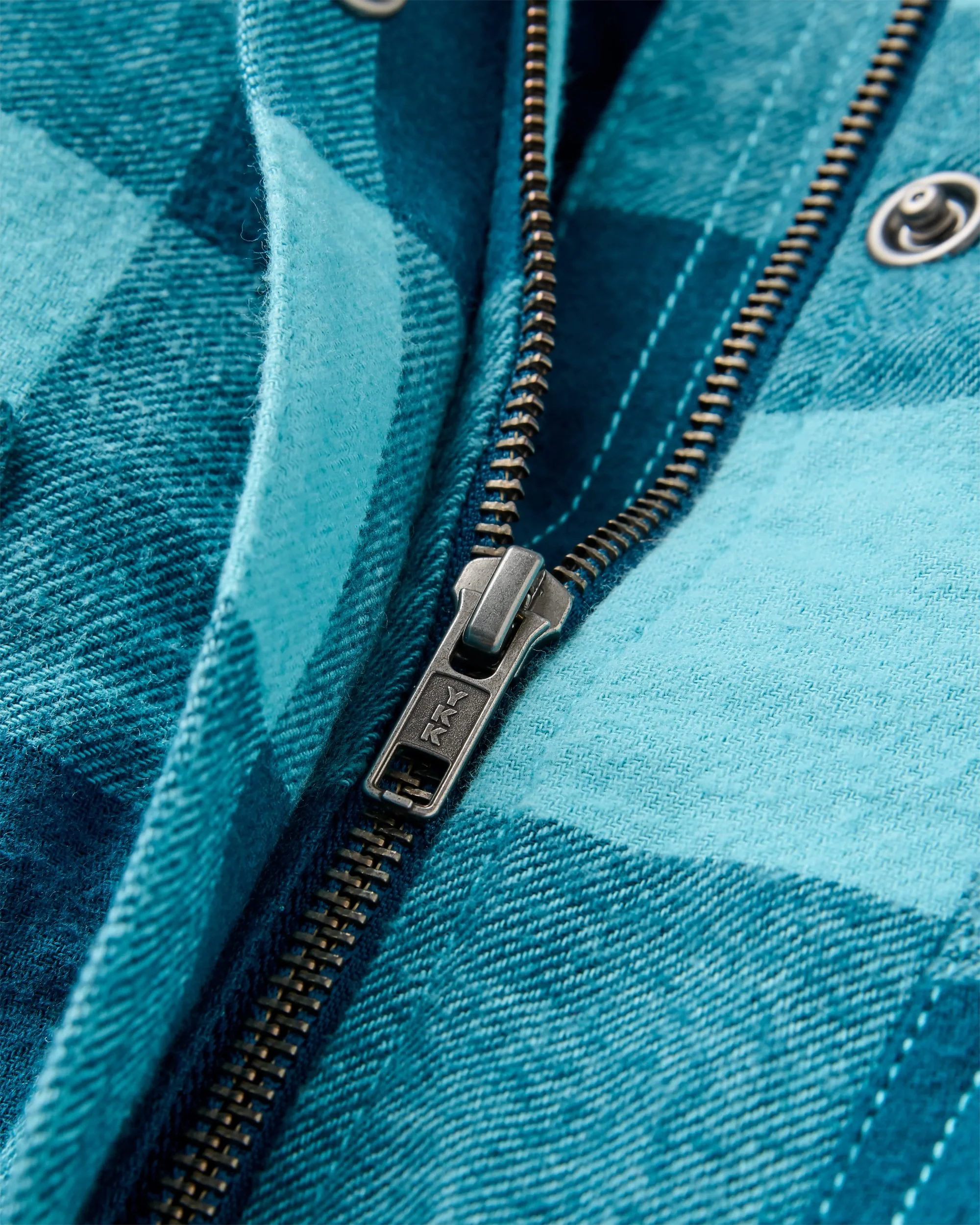 On The Go Insulated Bomber Jacket - Retro Blue Check - Image 4