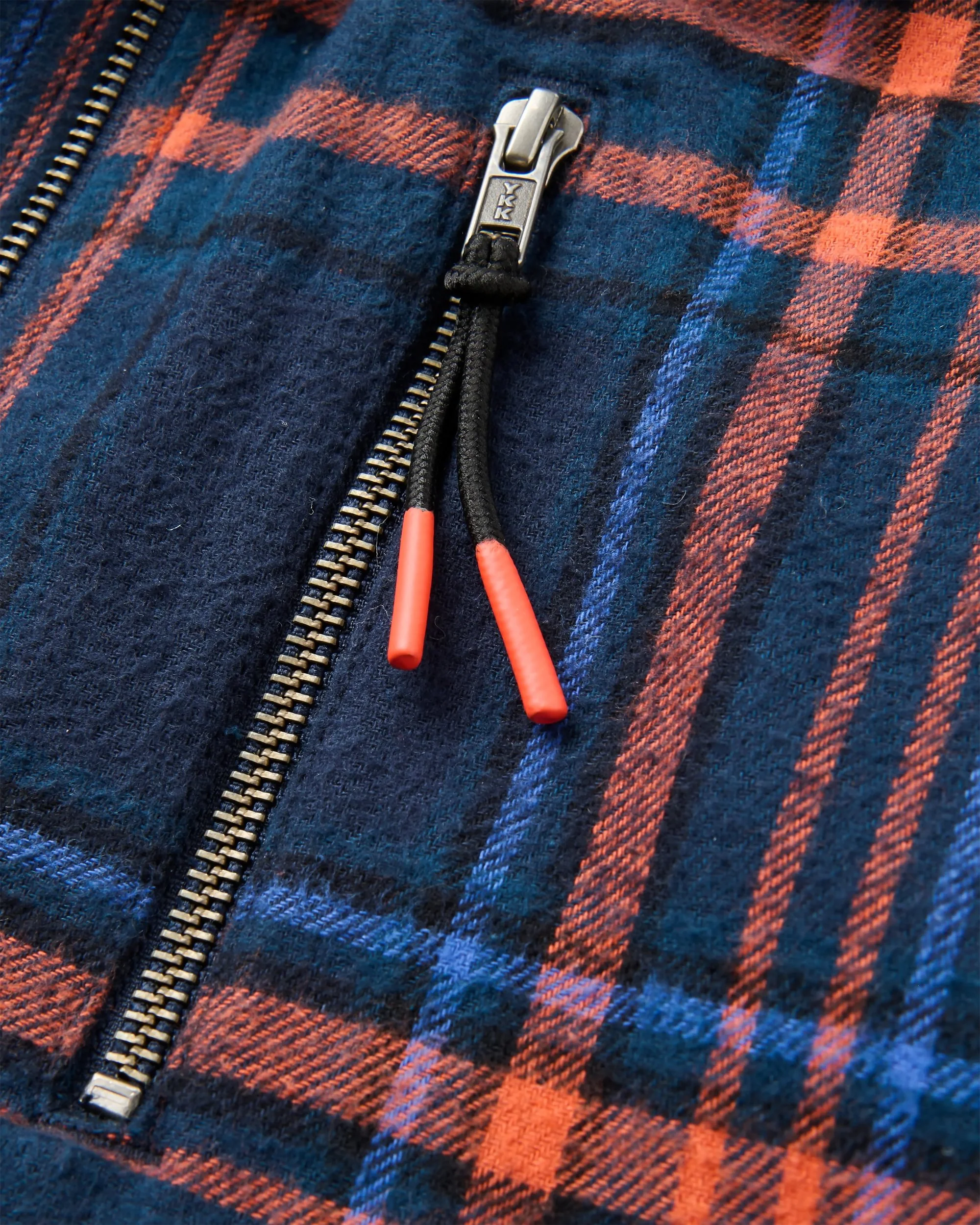 On The Go Insulated Bomber Jacket - Rich Navy/Ember Orange Check - Image 6