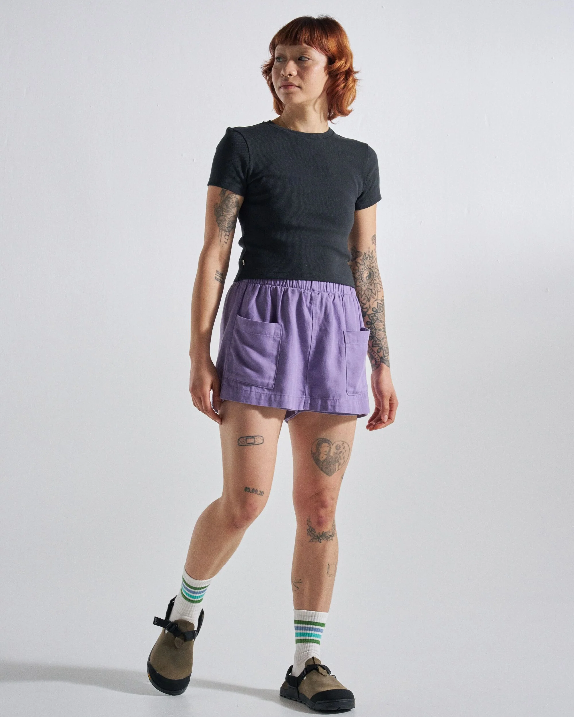 Out There Ribbed Cropped T-Shirt - Faded Black - Image 3