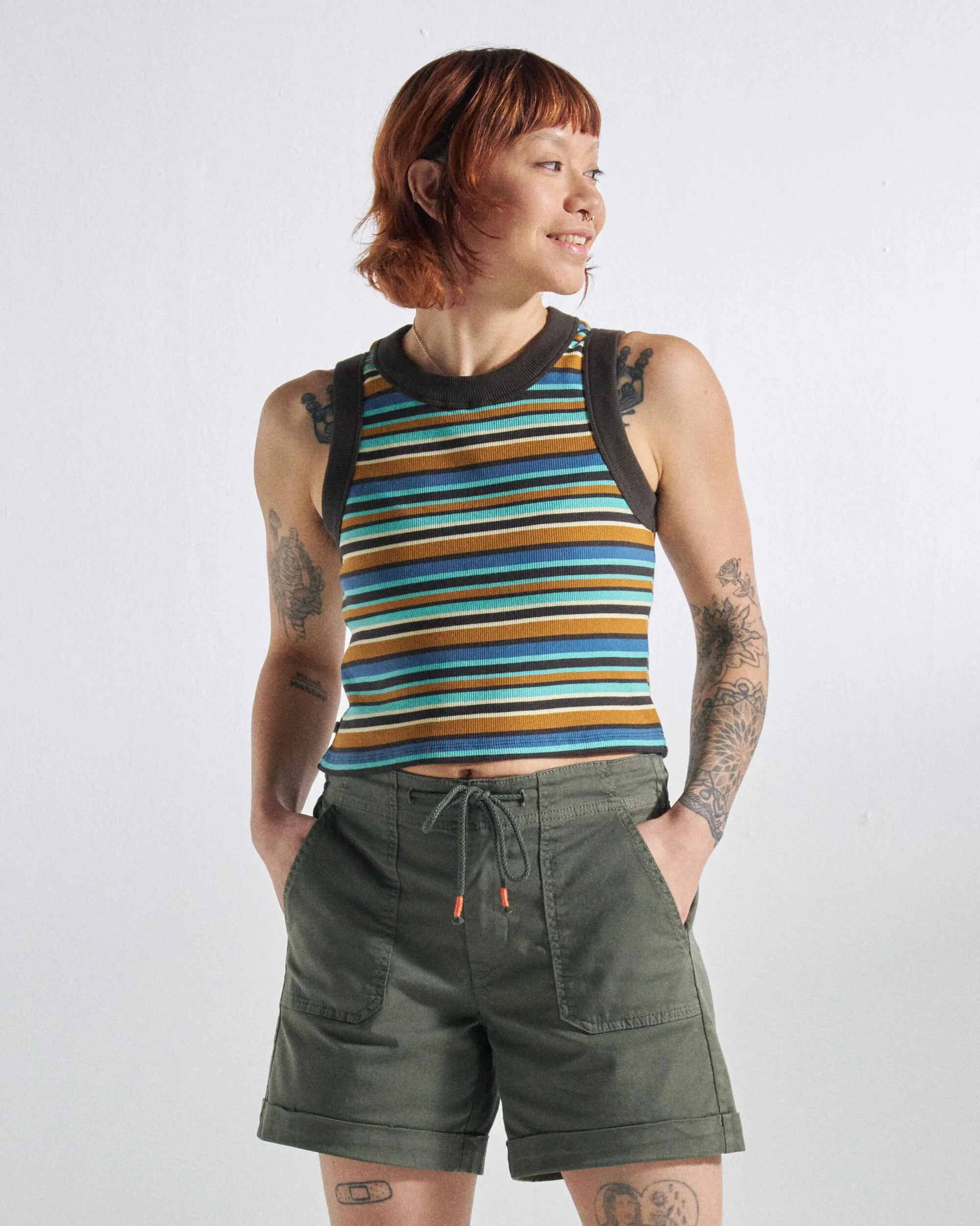 Out There Ribbed Cropped Vest - Espresso Multi Stripe - Image 3