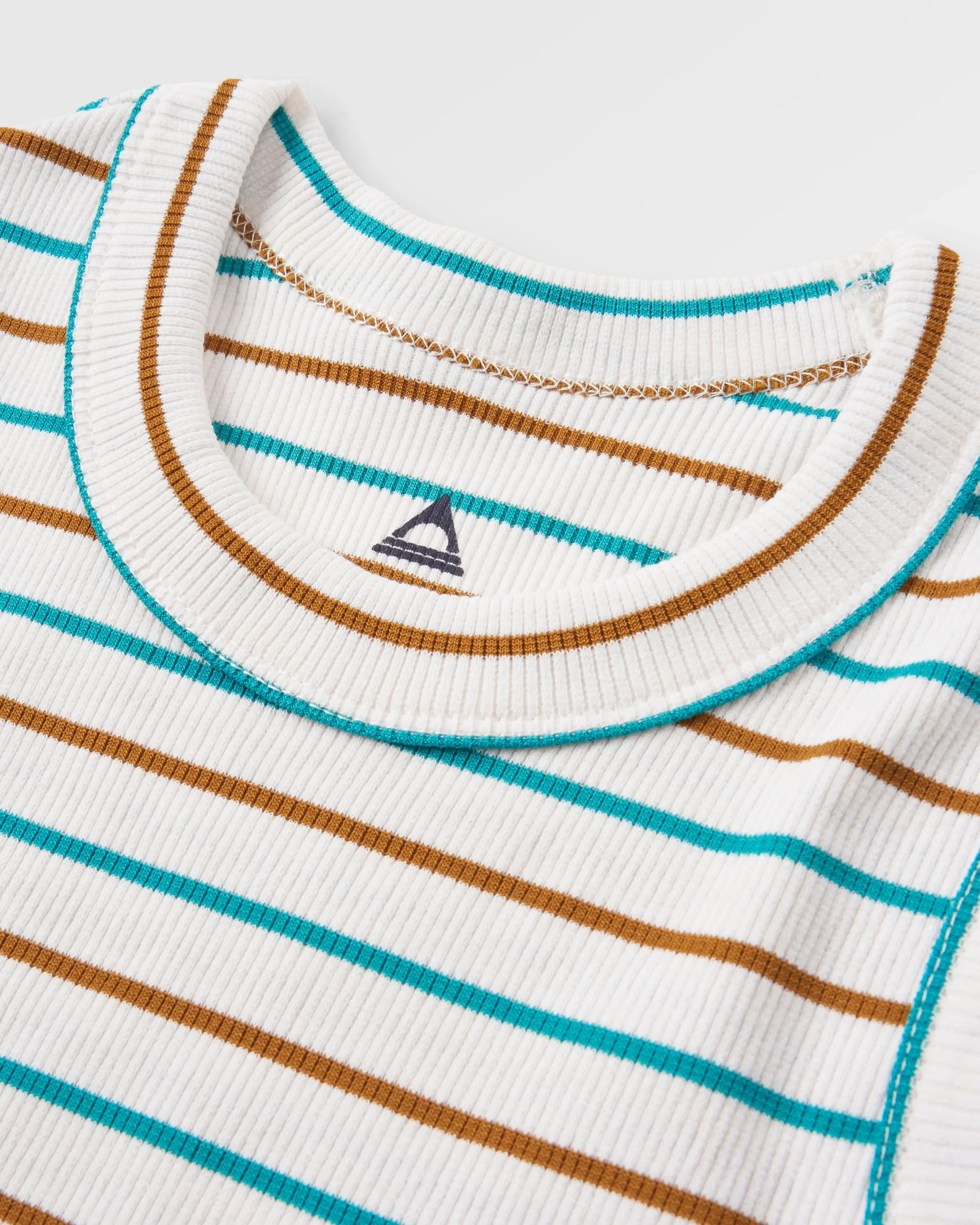 Out There Ribbed Cropped Vest - Spruce Yellow/Aqua Stripe - Image 2