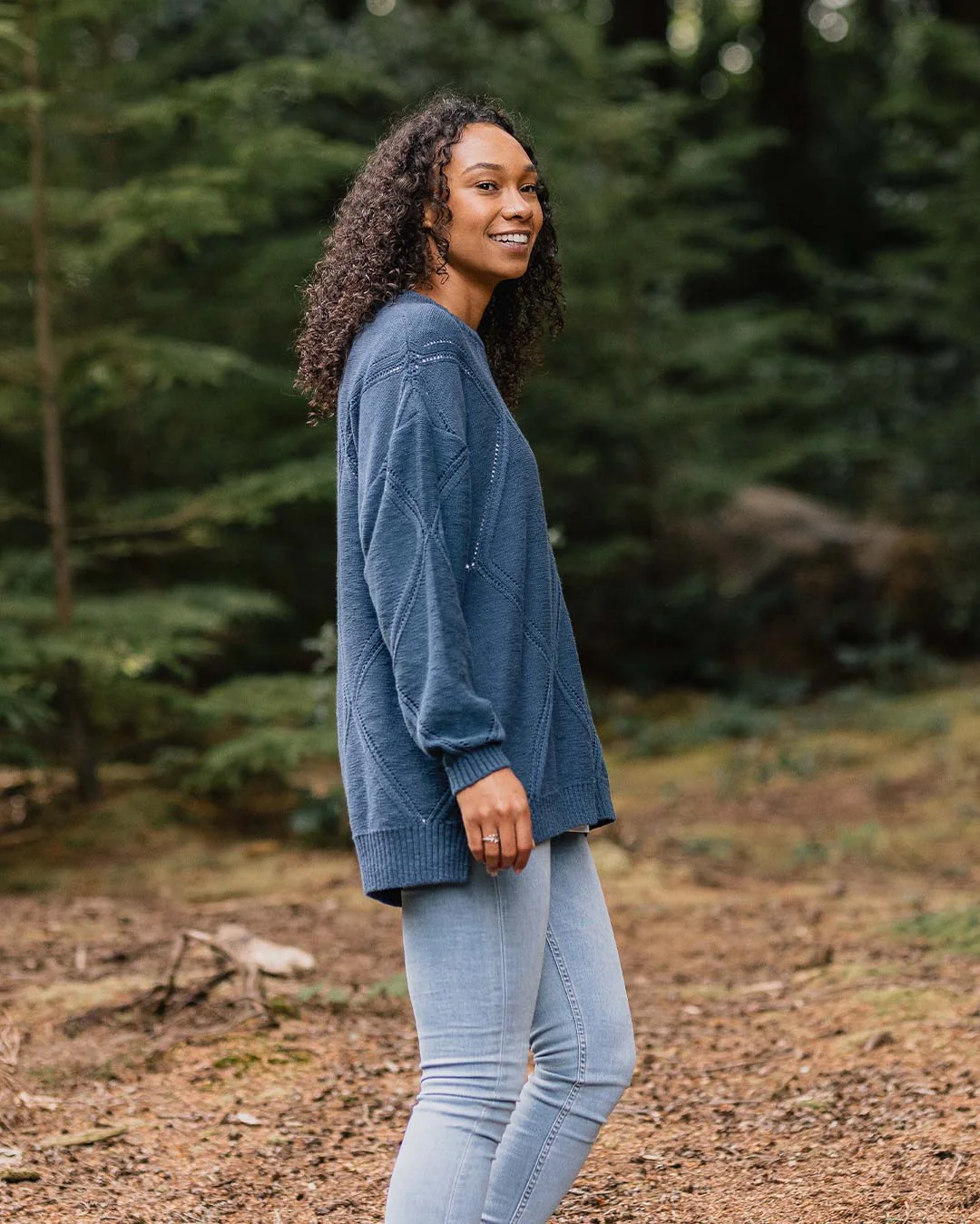 Palm Organic Oversized Knitted Jumper - Dark Denim - Image 4