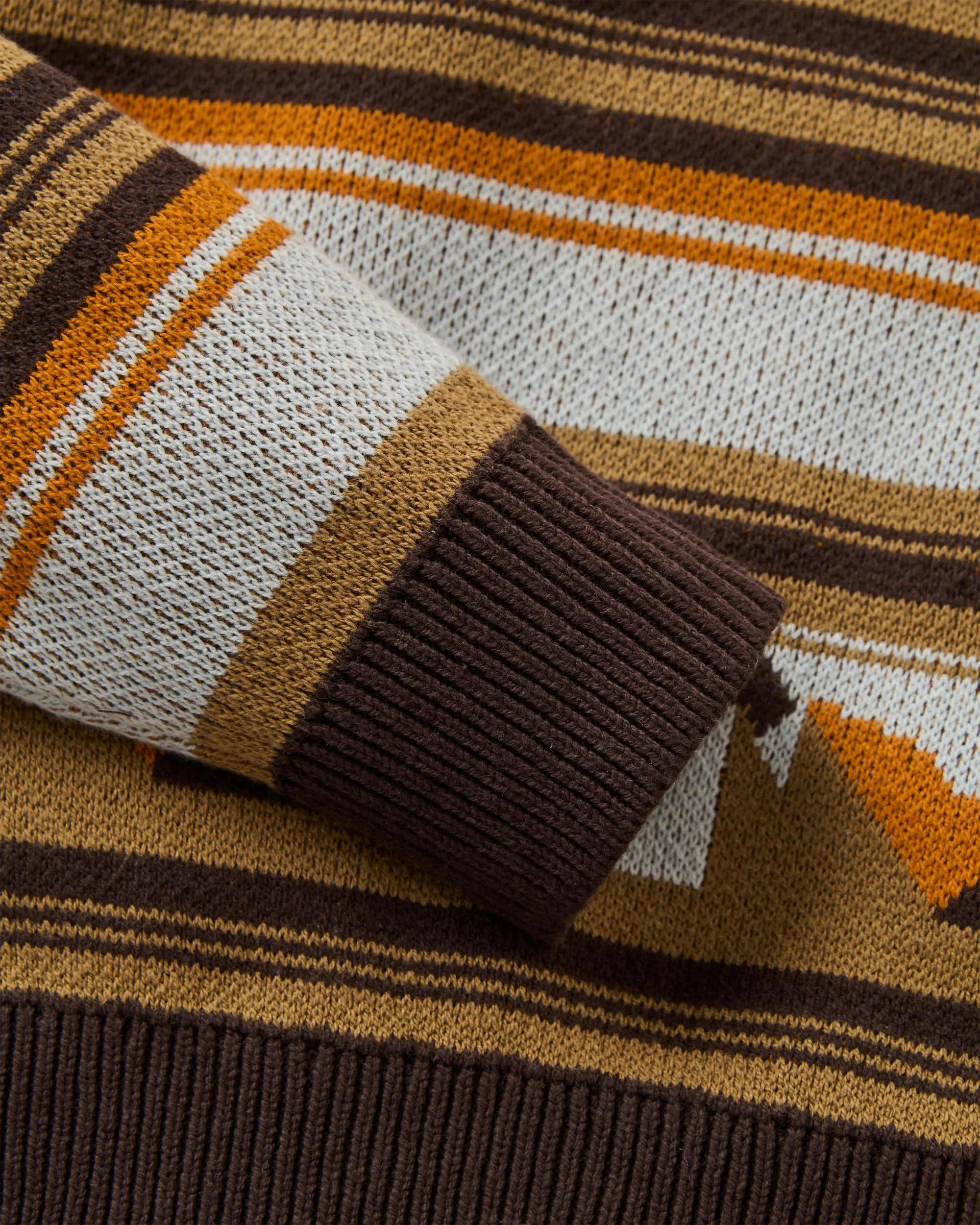 Panorama Lightweight Knitted Jumper - Views Caramel Stripe - Image 6