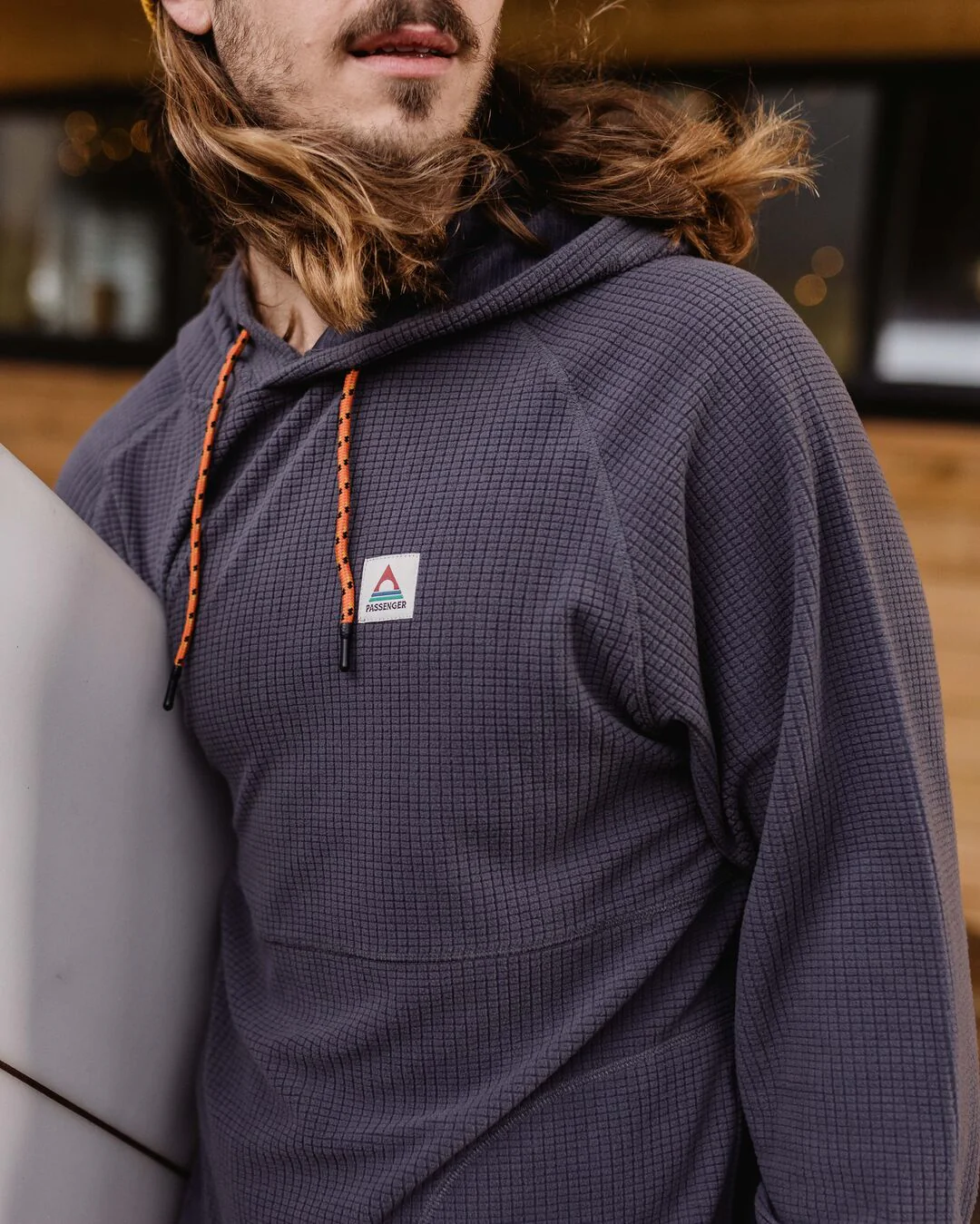 Point Grid Polar Fleece Hoodie - Charcoal - Image 5