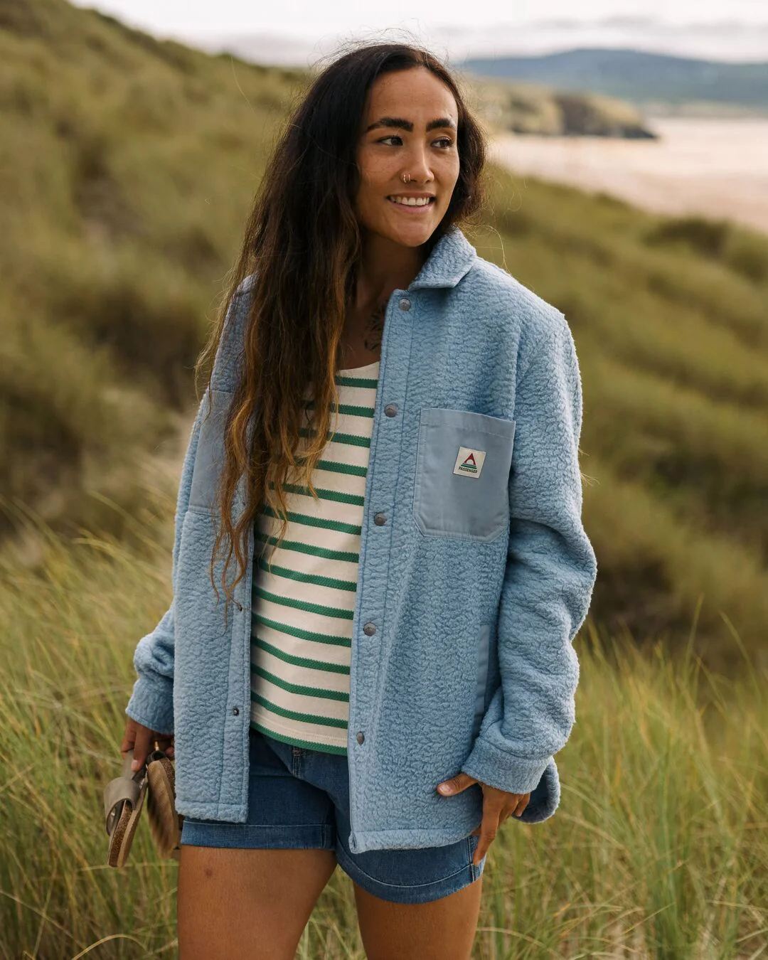 Rappel Sherpa Oversized Shirt - Faded Denim