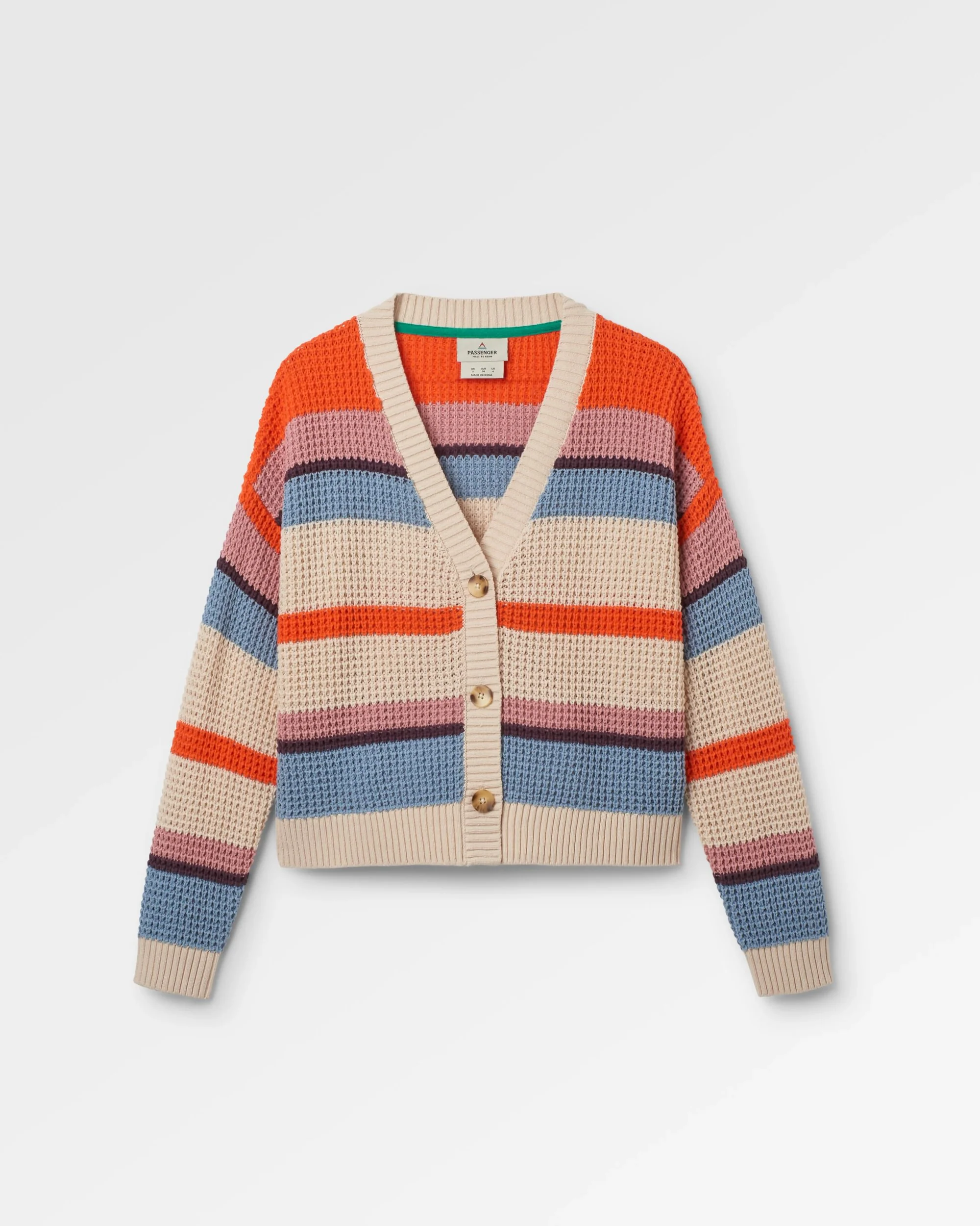 Reflection Open Knit Stripey Cardigan - Multi Vintage White Stripe - Image 2