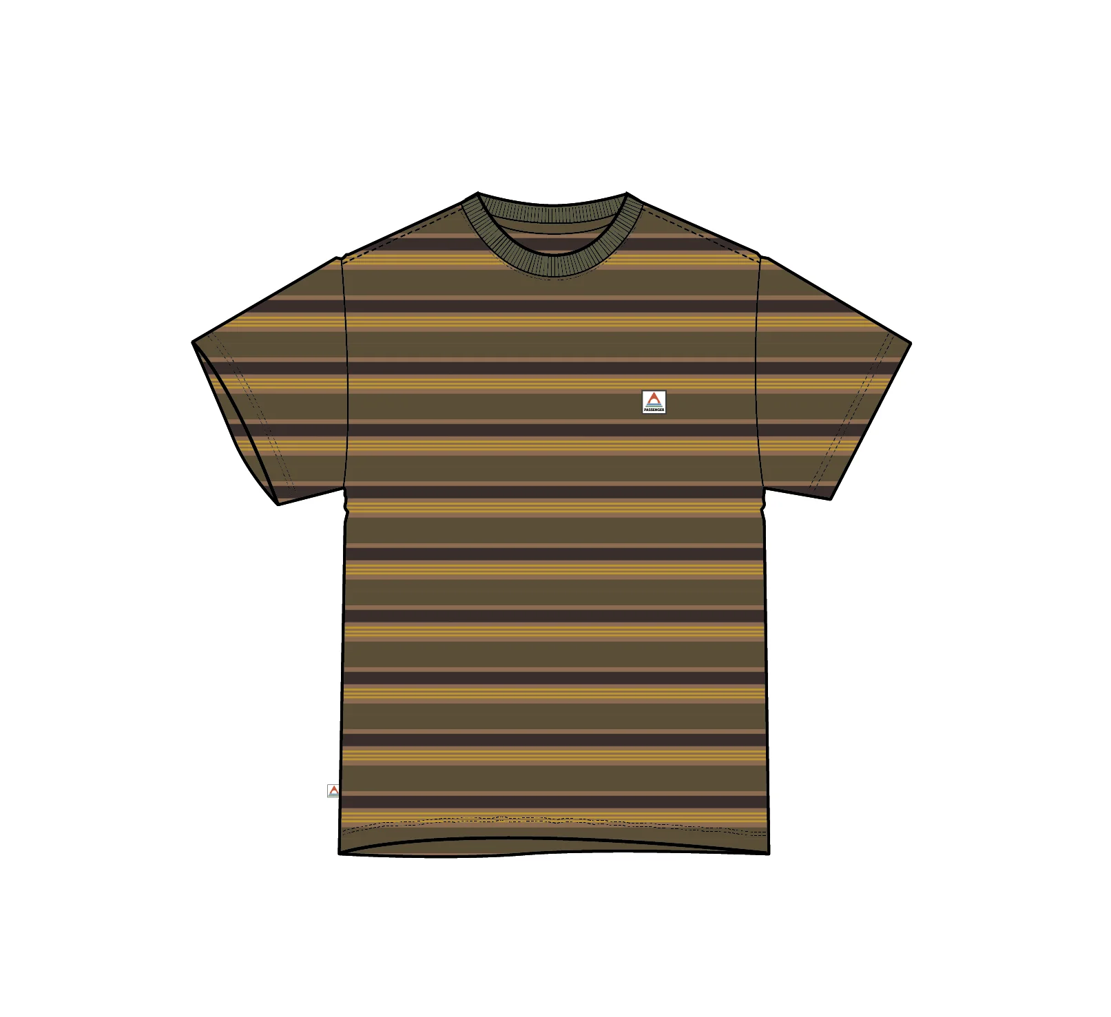 Retro Relaxed Fit T-Shirt - Khaki Multi Stripe - Image 6