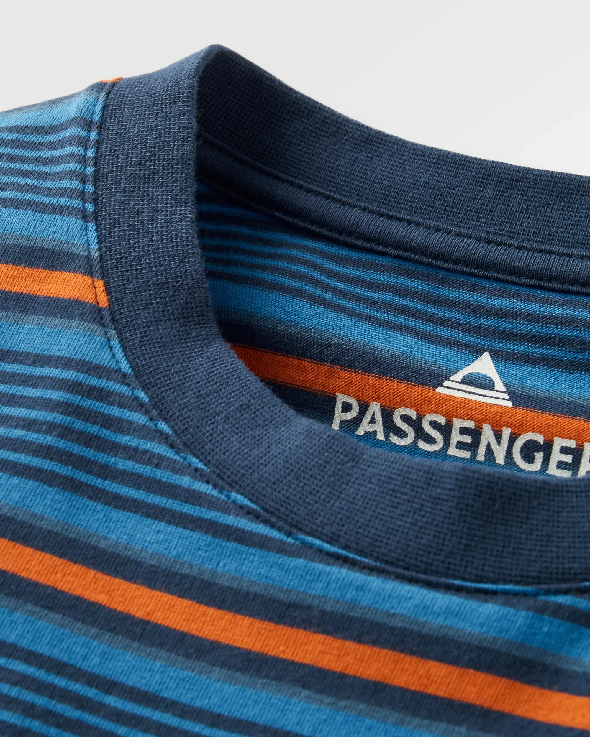 Retro Relaxed Fit T-Shirt - Azure Blue Multi Stripe - Image 2