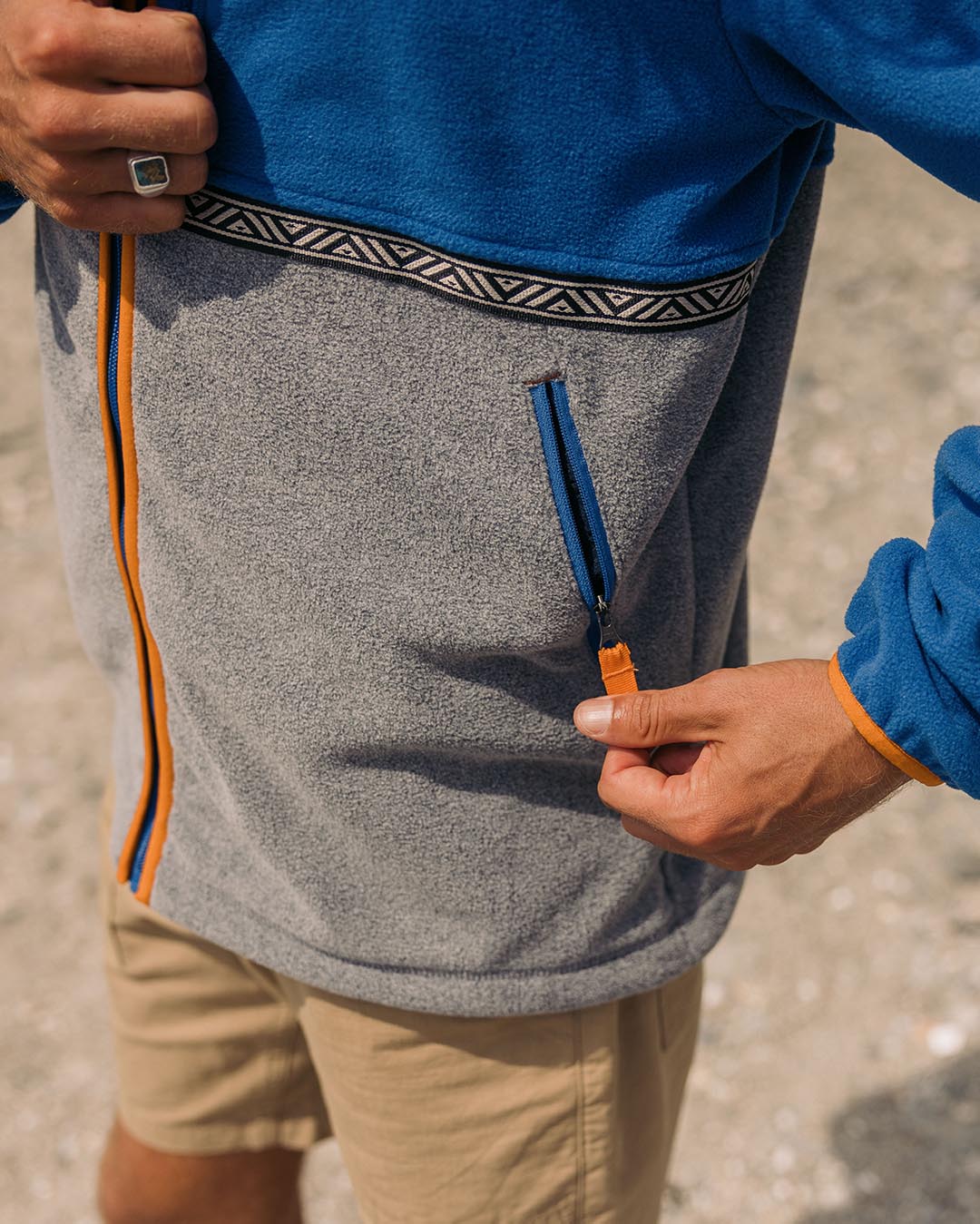 Ridge Full Zip Polar Fleece - True Blue/Grey Marl - Image 6