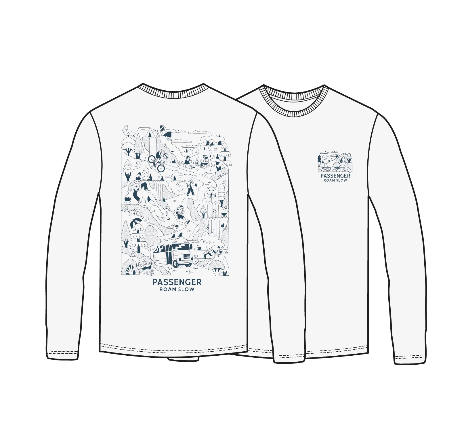 Roam Slow Men's LS T-Shirt - White - Image 7