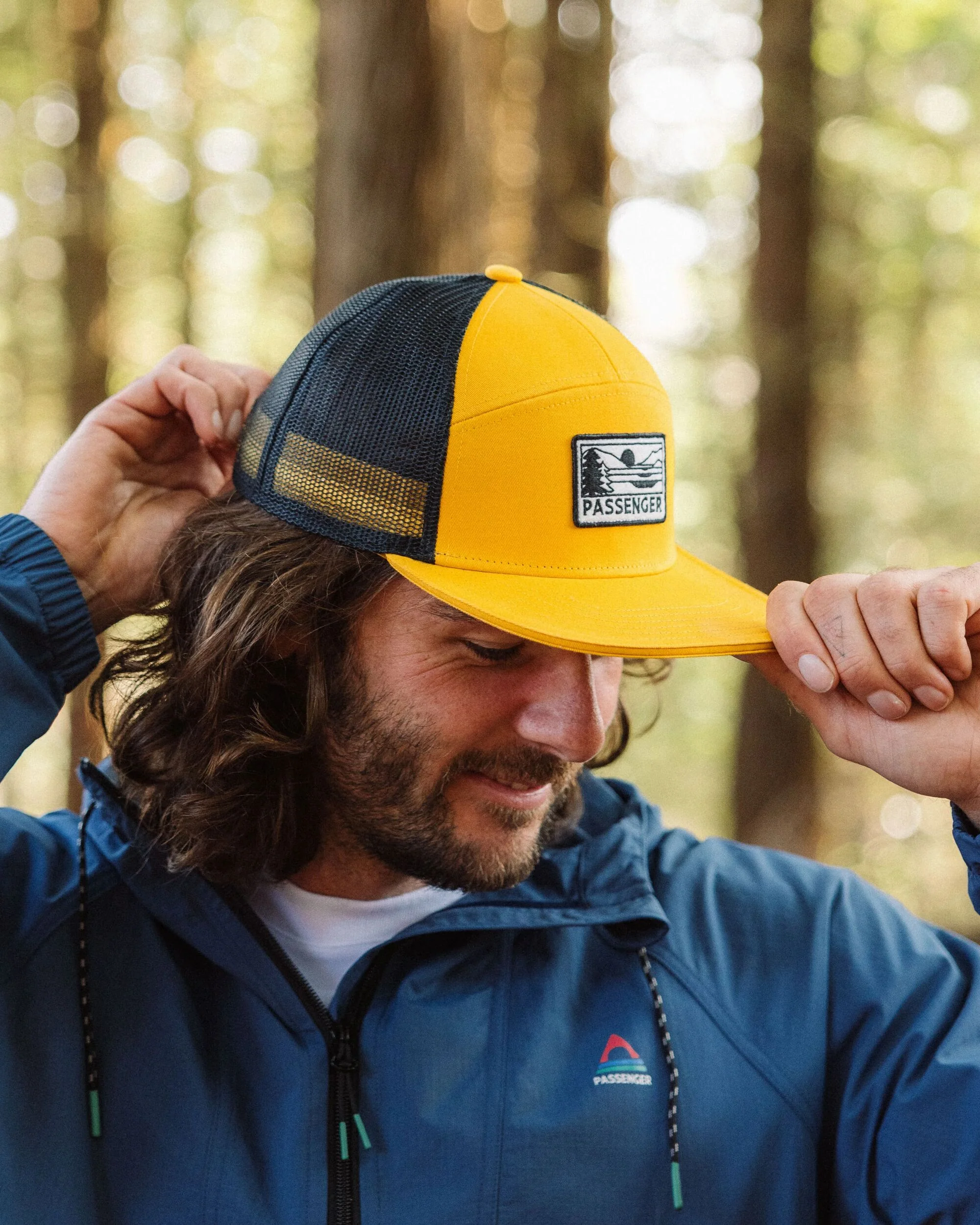 Roamer 7 Panel Organic Cotton Trucker Cap - Spruce Yellow - Image 2