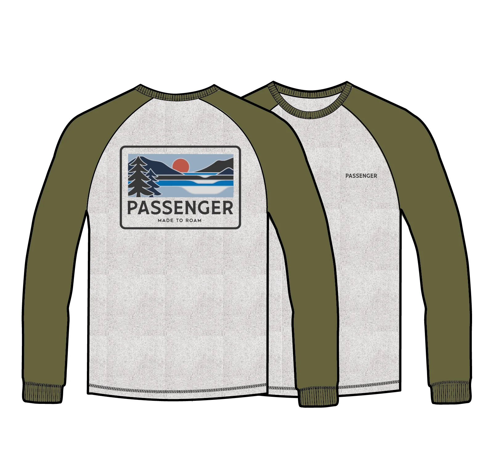 Roamer Raglan LS T-Shirt - Khaki/Grey Marl - Image 7