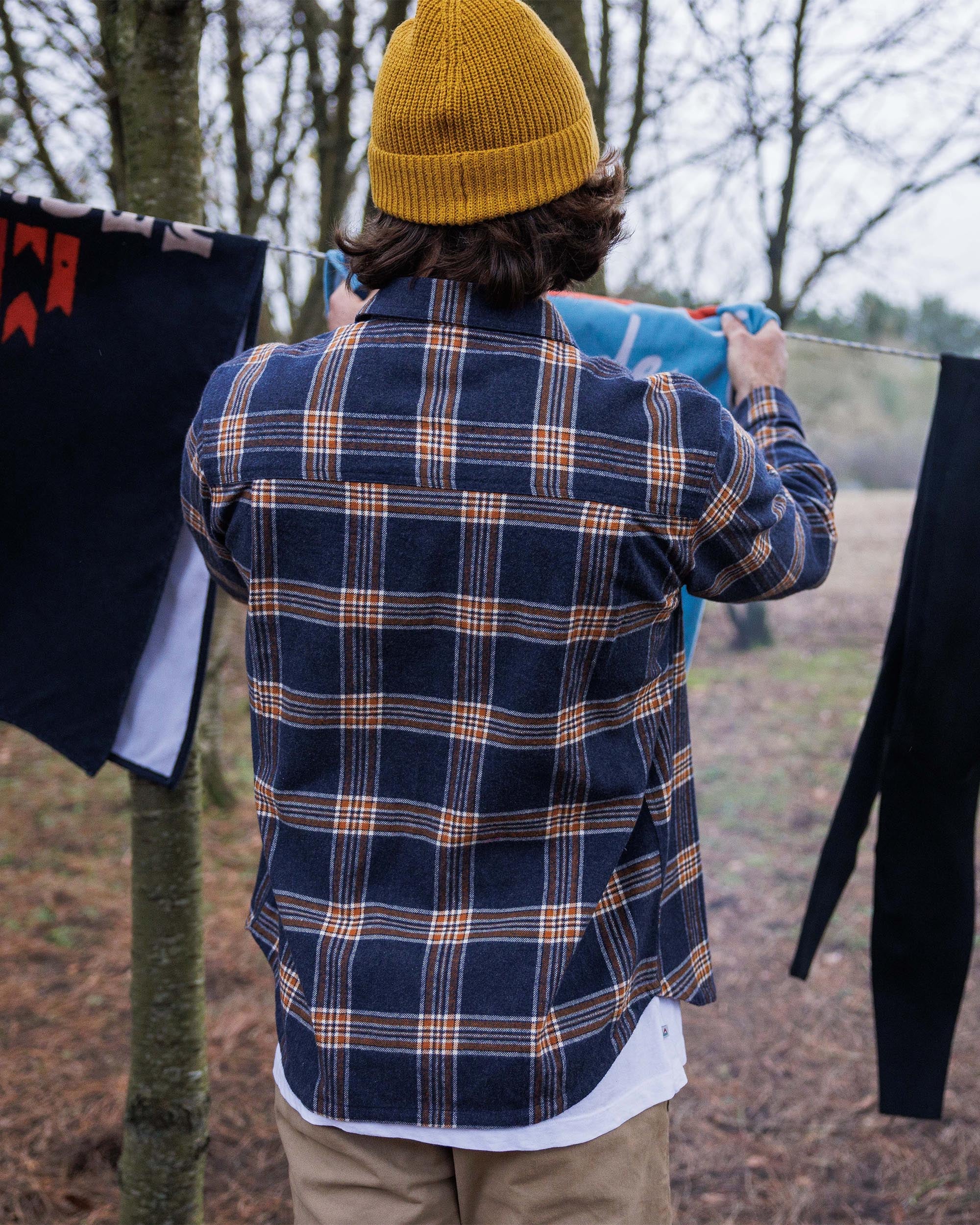 Rustic Organic Cotton Heavyweight Overshirt - Rich Navy Check - Image 7