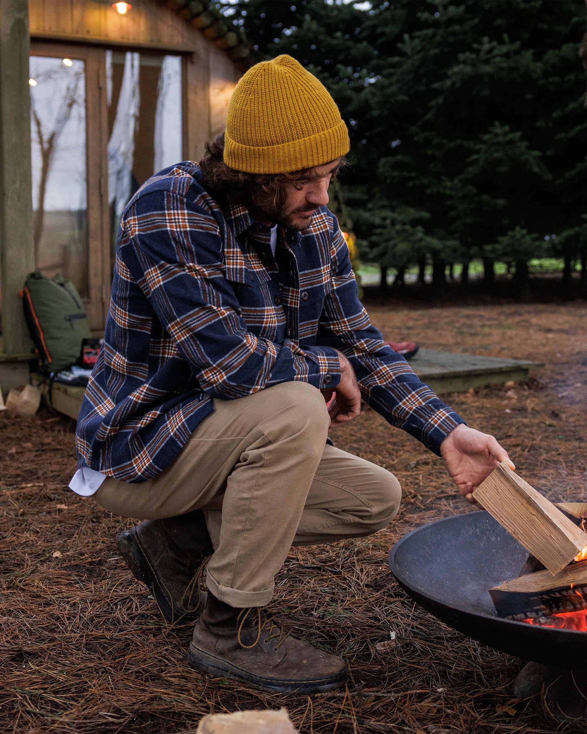 Rustic Organic Cotton Heavyweight Overshirt - Rich Navy Check - Image 9