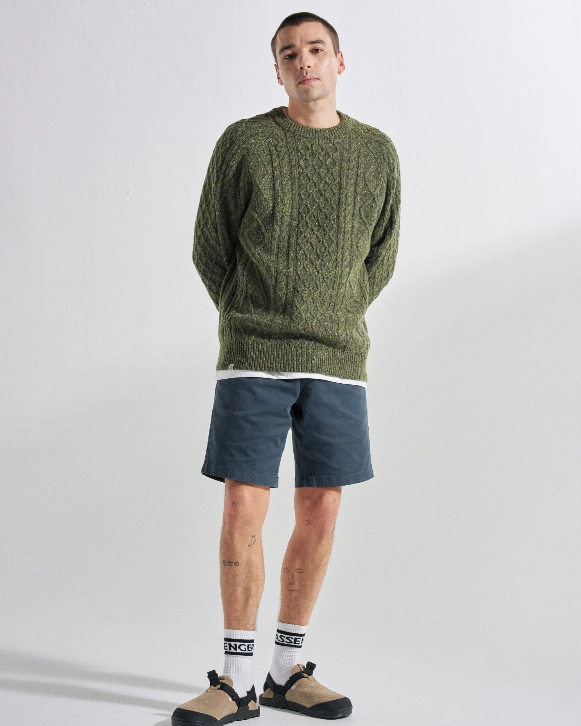 Sandbar Merino Blend Knitted Jumper - Khaki - Image 3