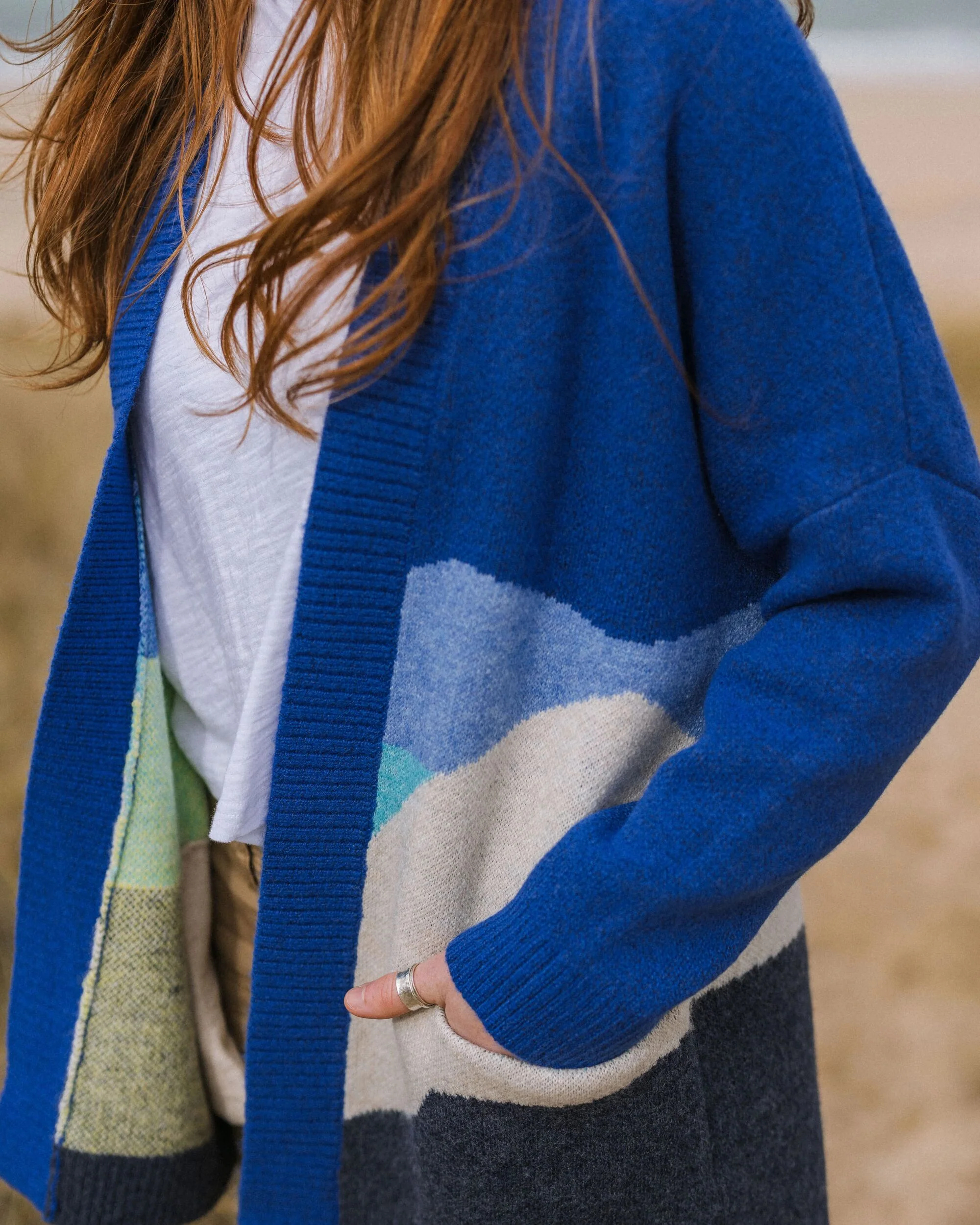 Scenic Long Knitted Cardigan - Scenic Azure Blue - Image 4