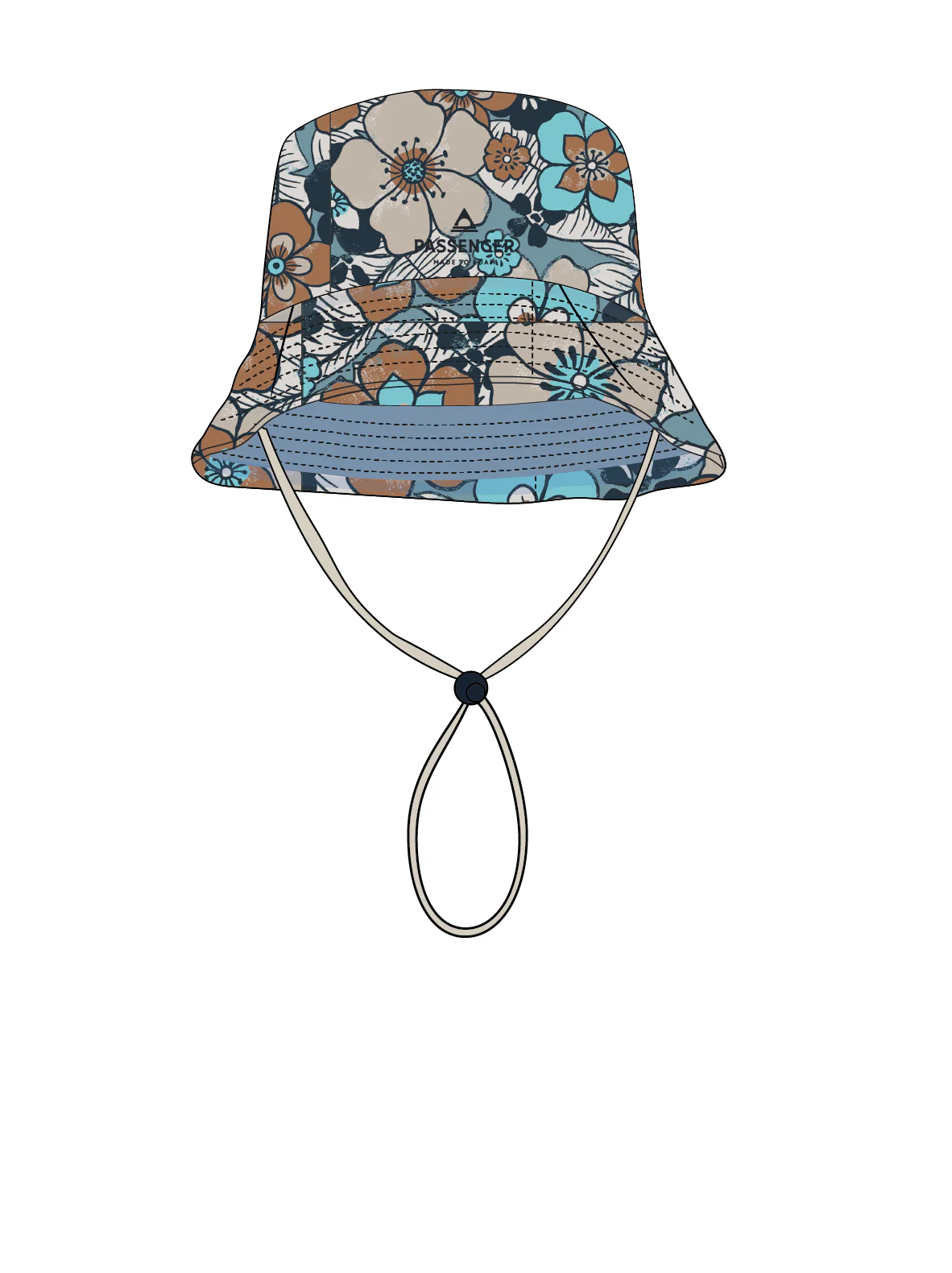 Shaded Bucket Hat - Vintage Floral Aqua - Image 10