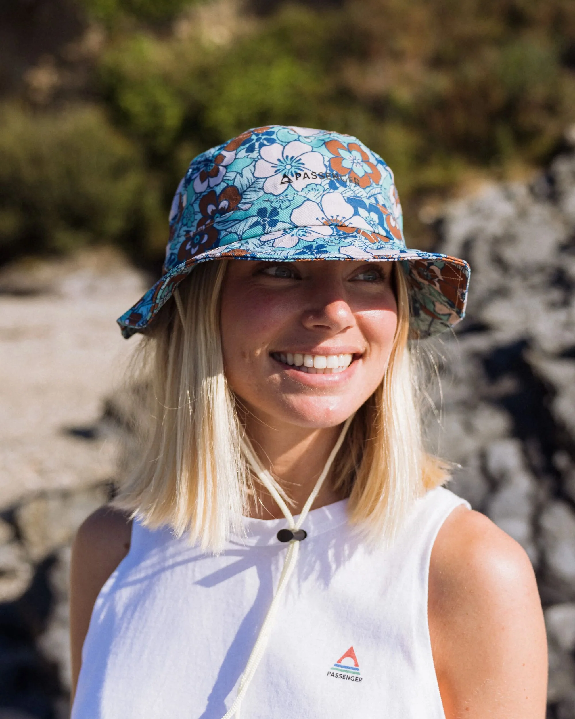 Shaded Bucket Hat - Vintage Floral Aqua - Image 2