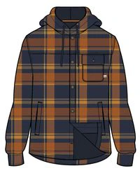 Sherwood Check Hooded Overshirt - Rich Navy/Burnt Orange - Image 11