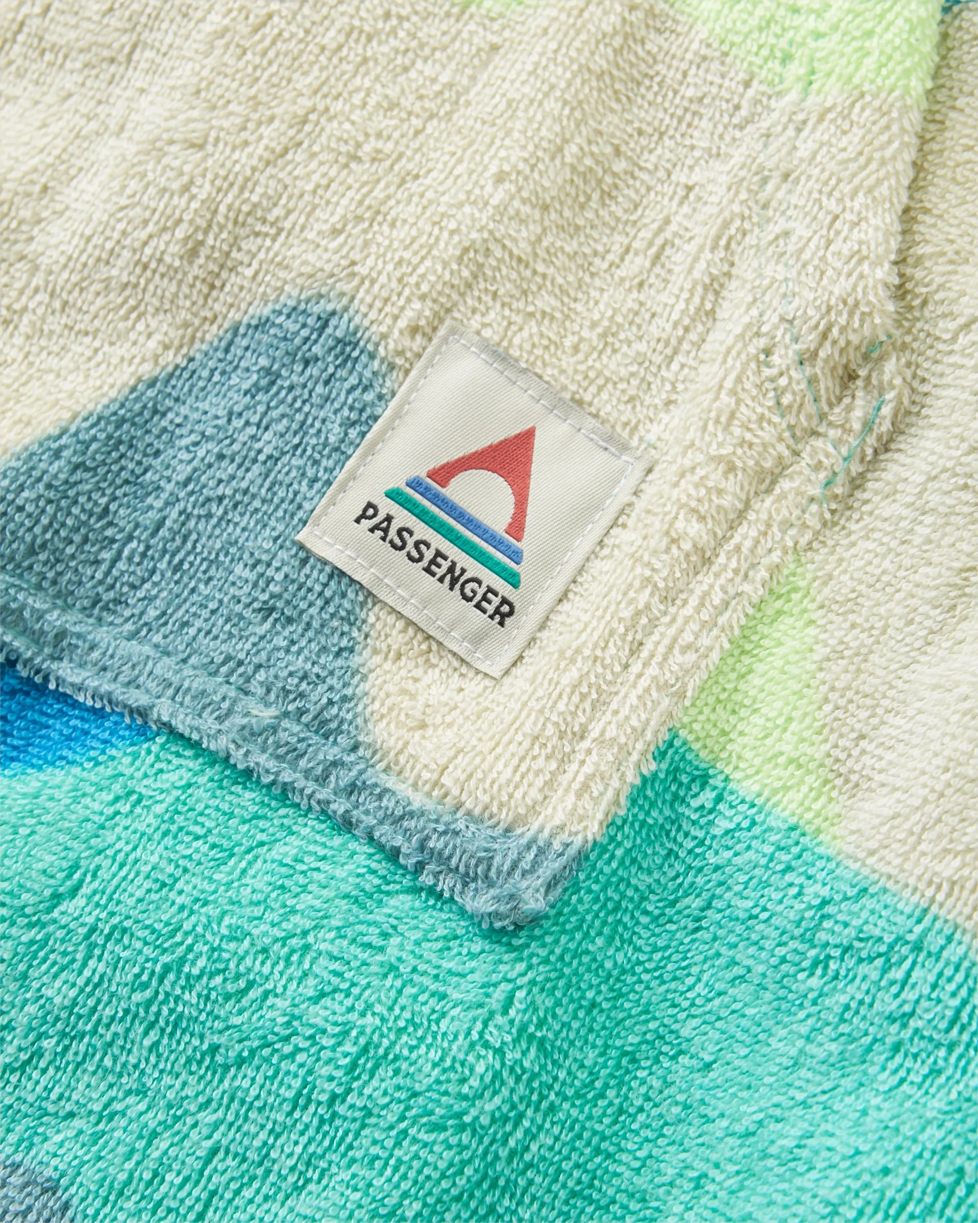Shoreline Cotton Towel Poncho - Vista Patchwork Aqua - Image 7