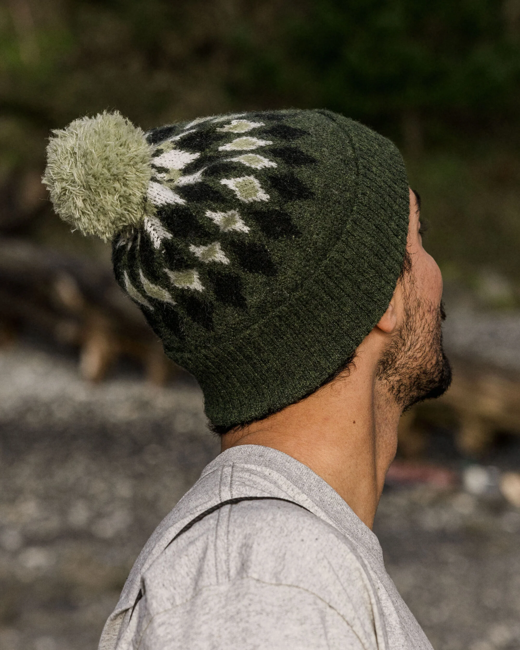 Snowdrop Bobble Hat - Khaki - Image 3